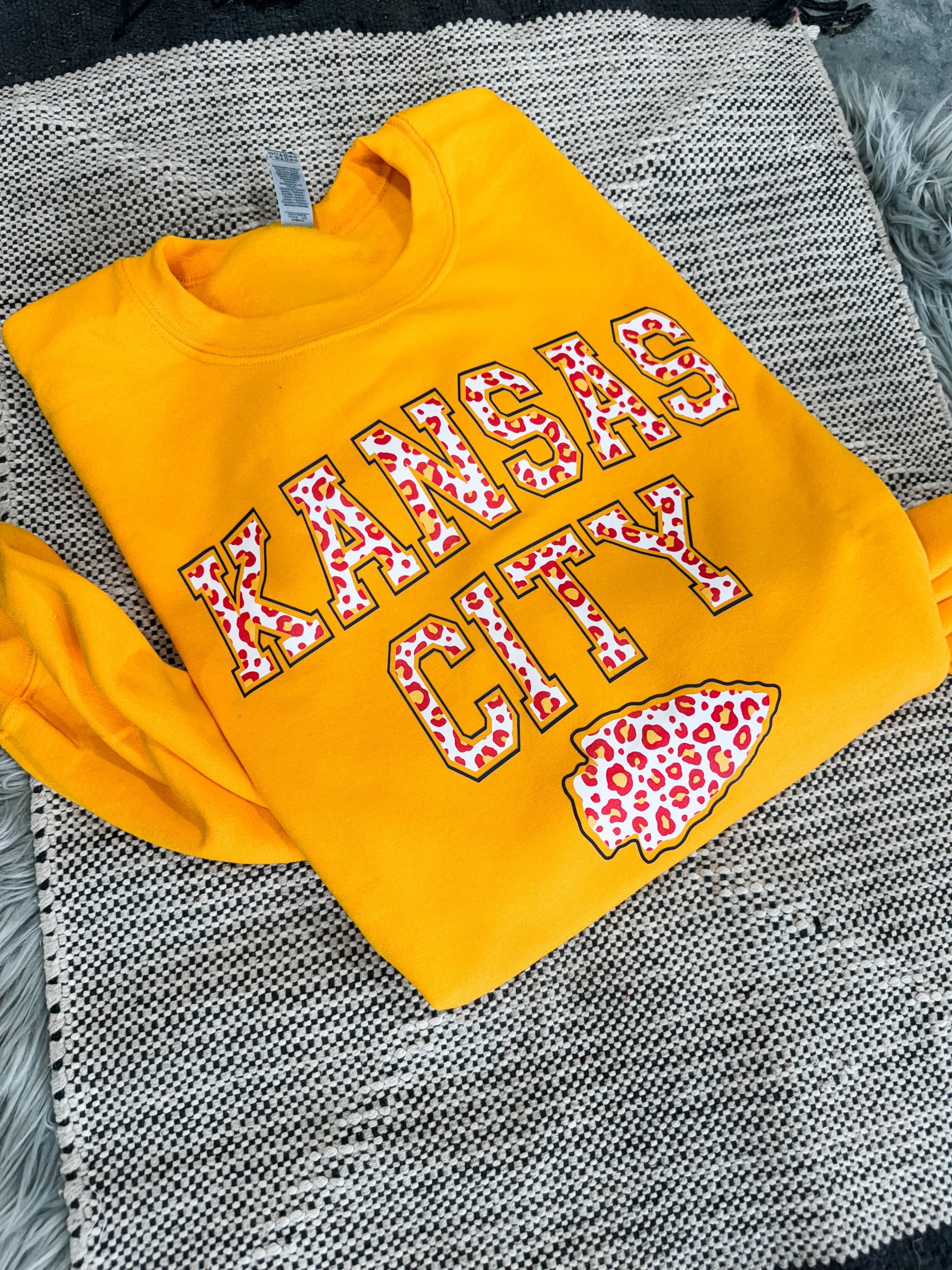 Red Leopard Kansas City Arrowhead Gold Sweatshirt