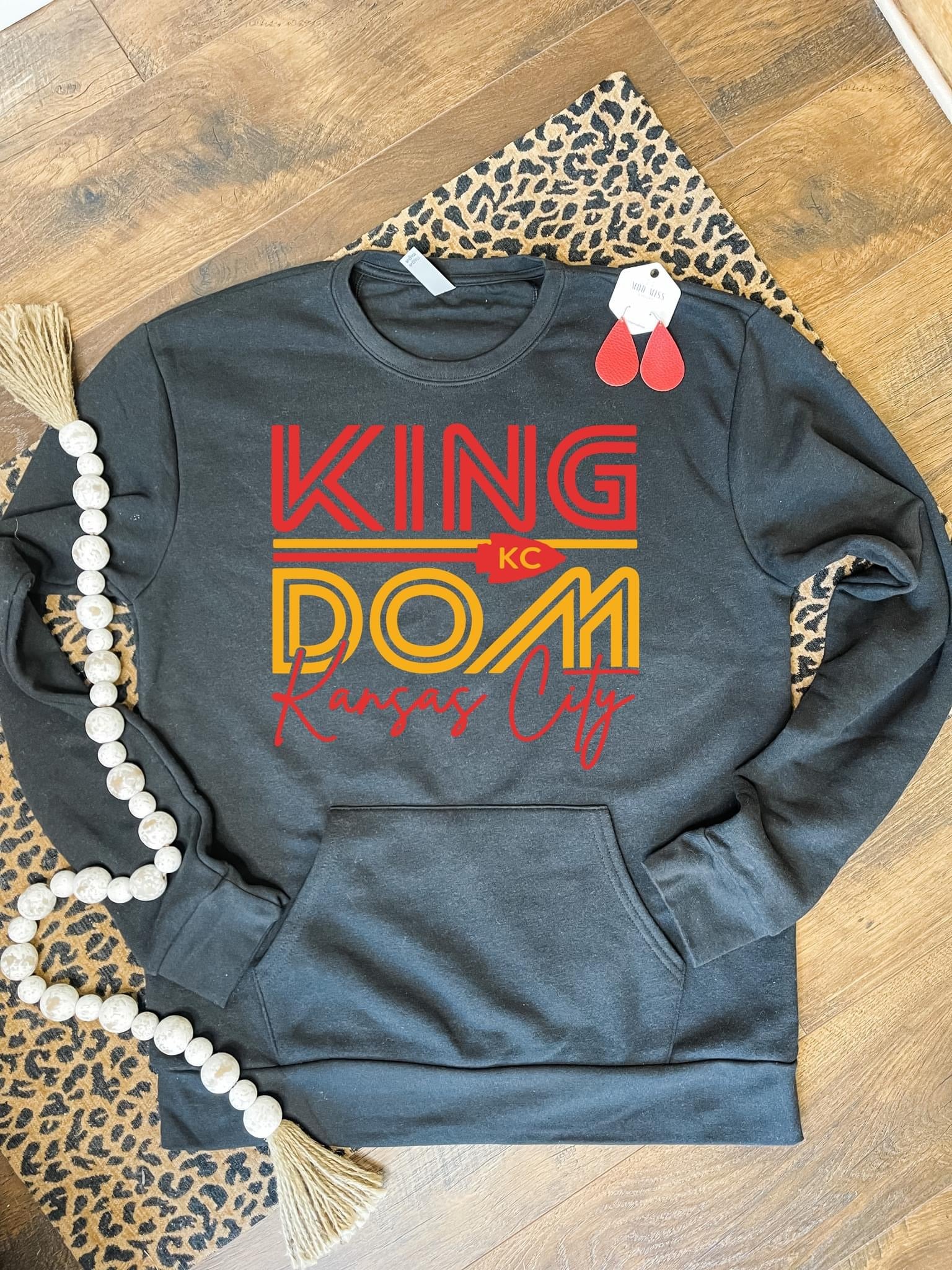 Red & Gold Kingdom Kansas City Black Pocket Sweatshirt