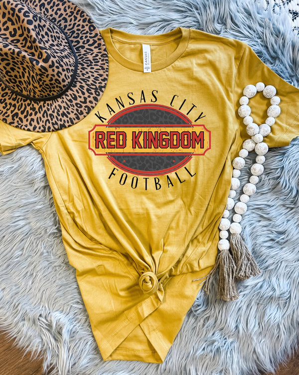 KC Football Cheetah Mustard Tee - Olive Street Boutique