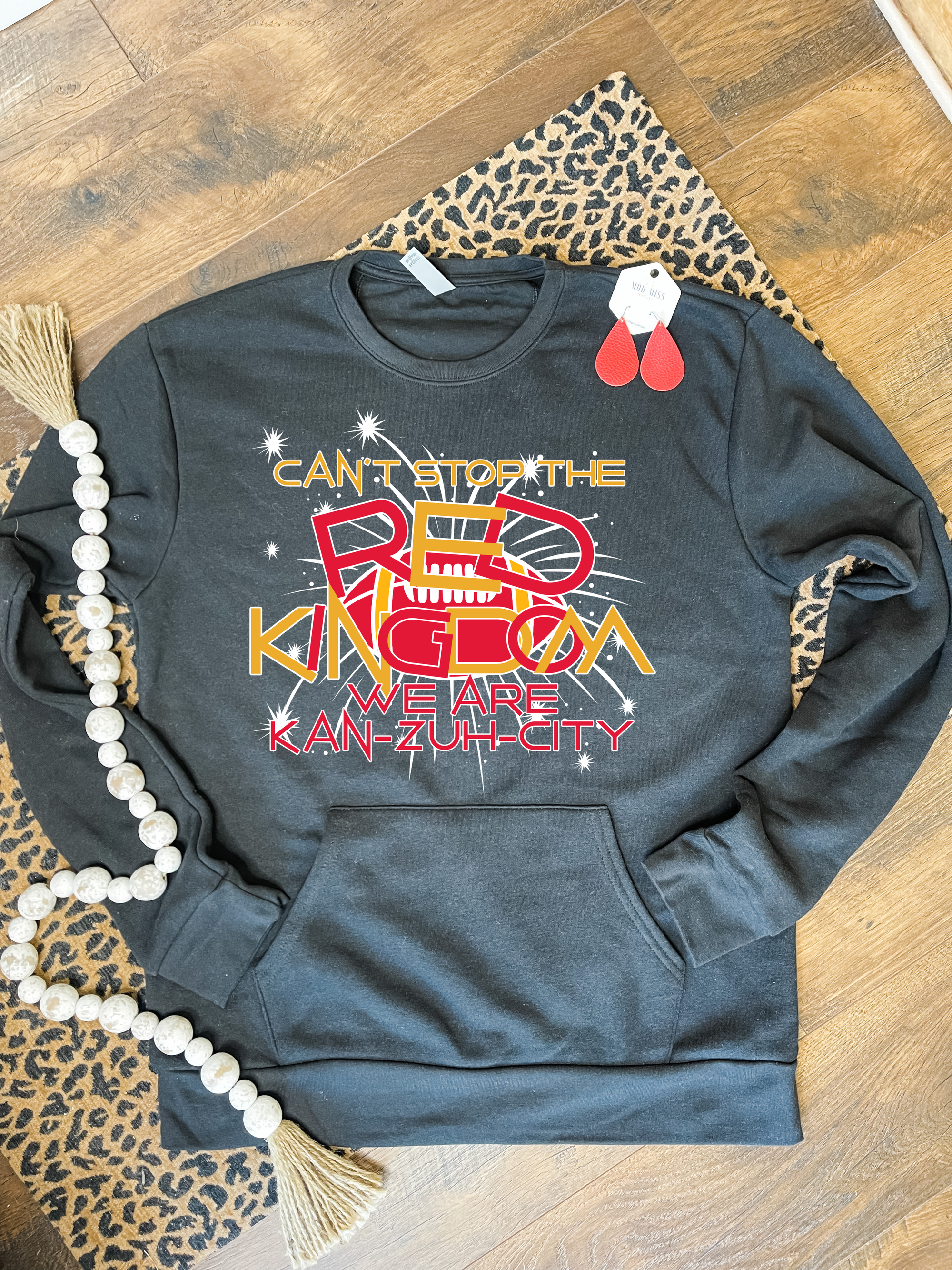 Red & Gold Can't Stop The Red Kingdom Black Pocket Sweatshirt