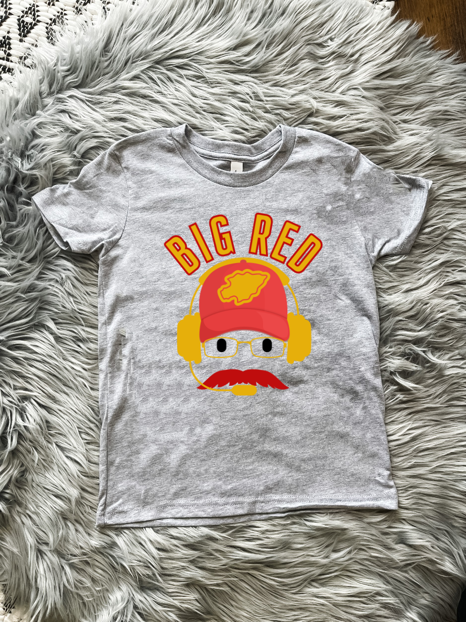 Big Red Arrowhead Hat Heather Grey Tee