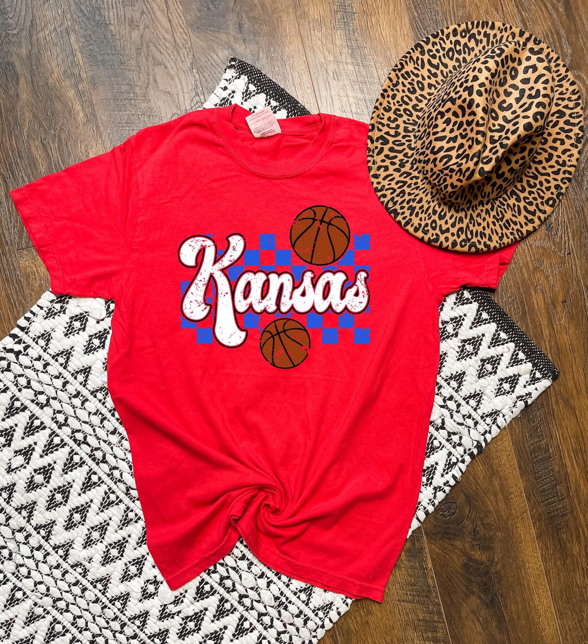 Retro Kansas Checkered Red Tee