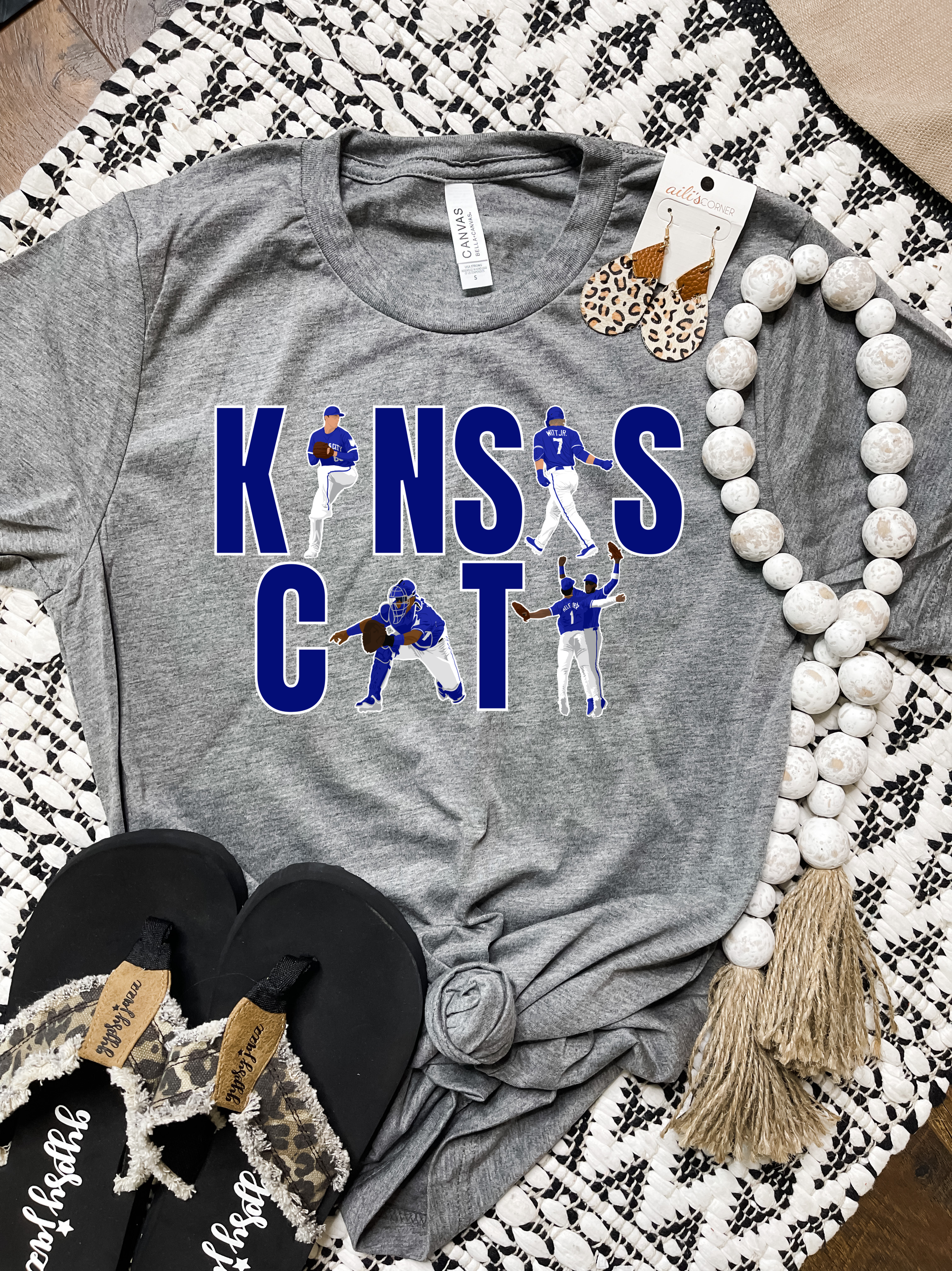 Navy Kansas City Baseball Players Charcoal Tee