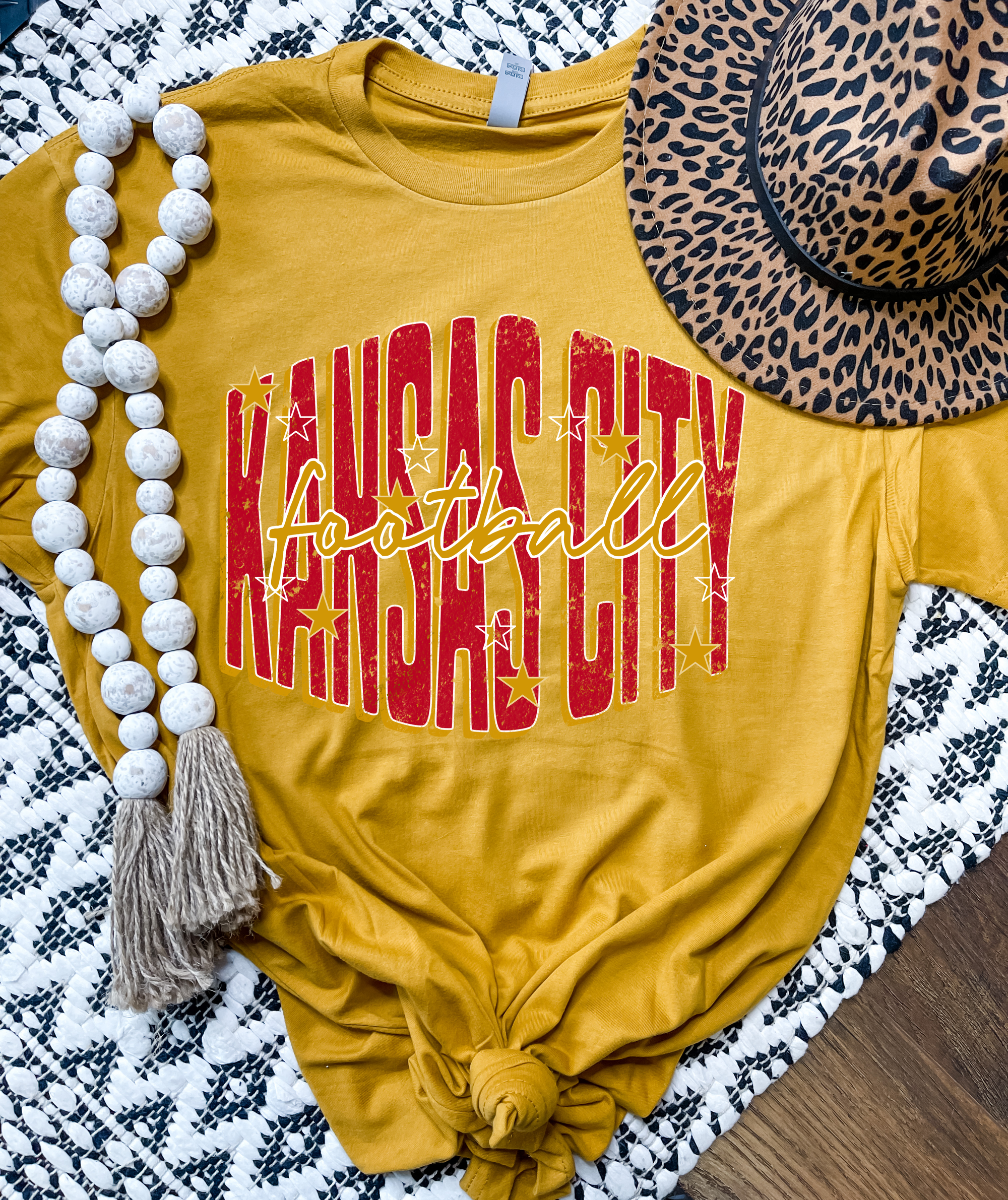 Big Kansas City Football Script Heather Mustard Tee