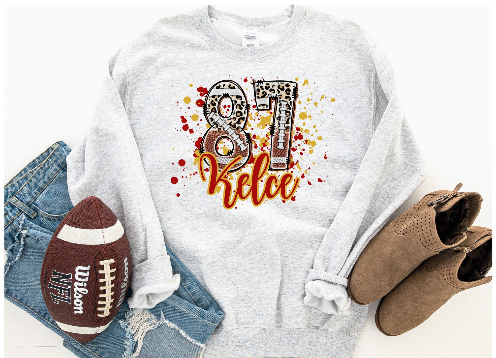 PREORDER** Kelce Kansas City Football Charcoal Sweatshirt - Olive Street  Boutique