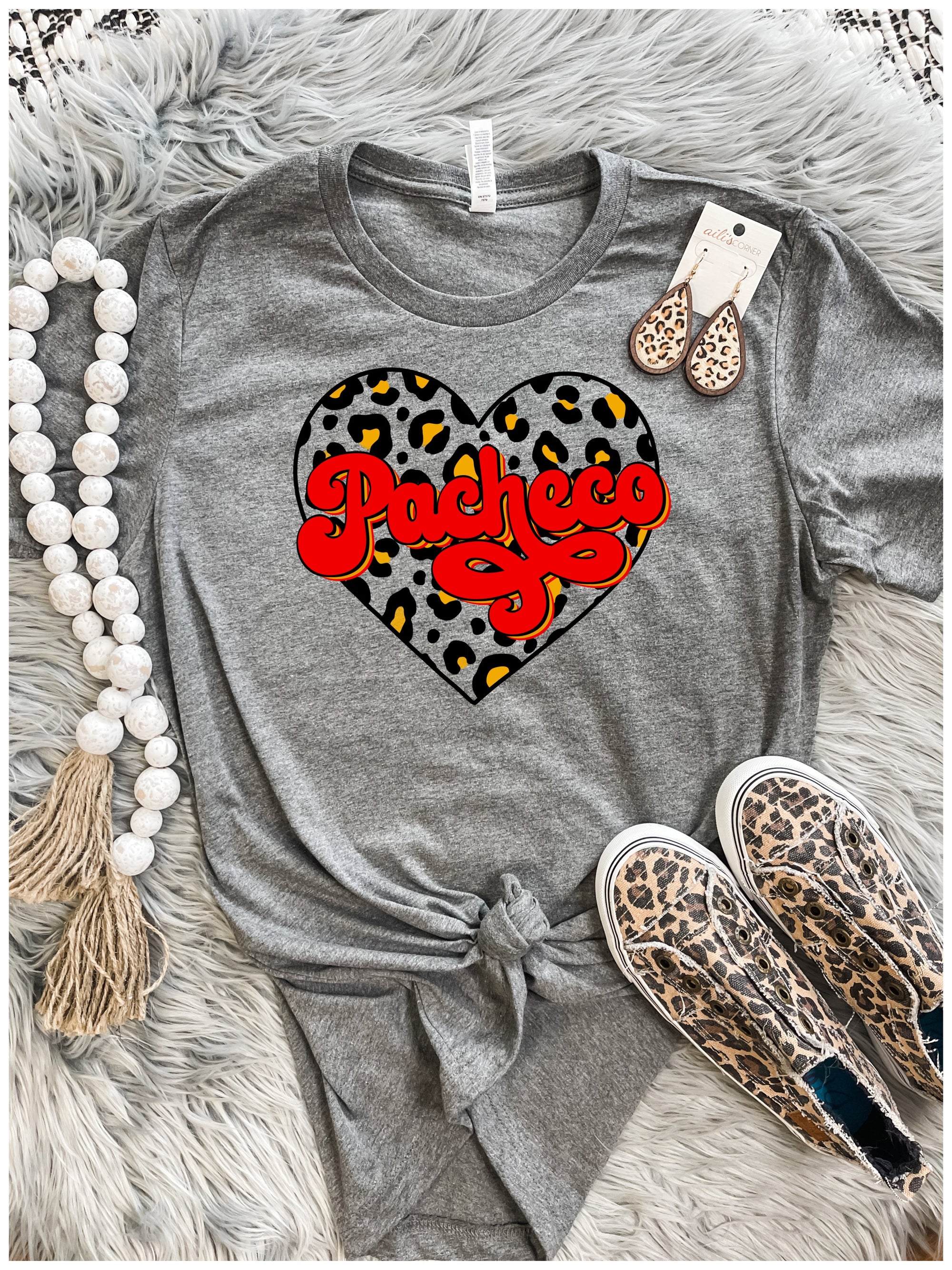 KC Football Cheetah Mustard Tee - Olive Street Boutique