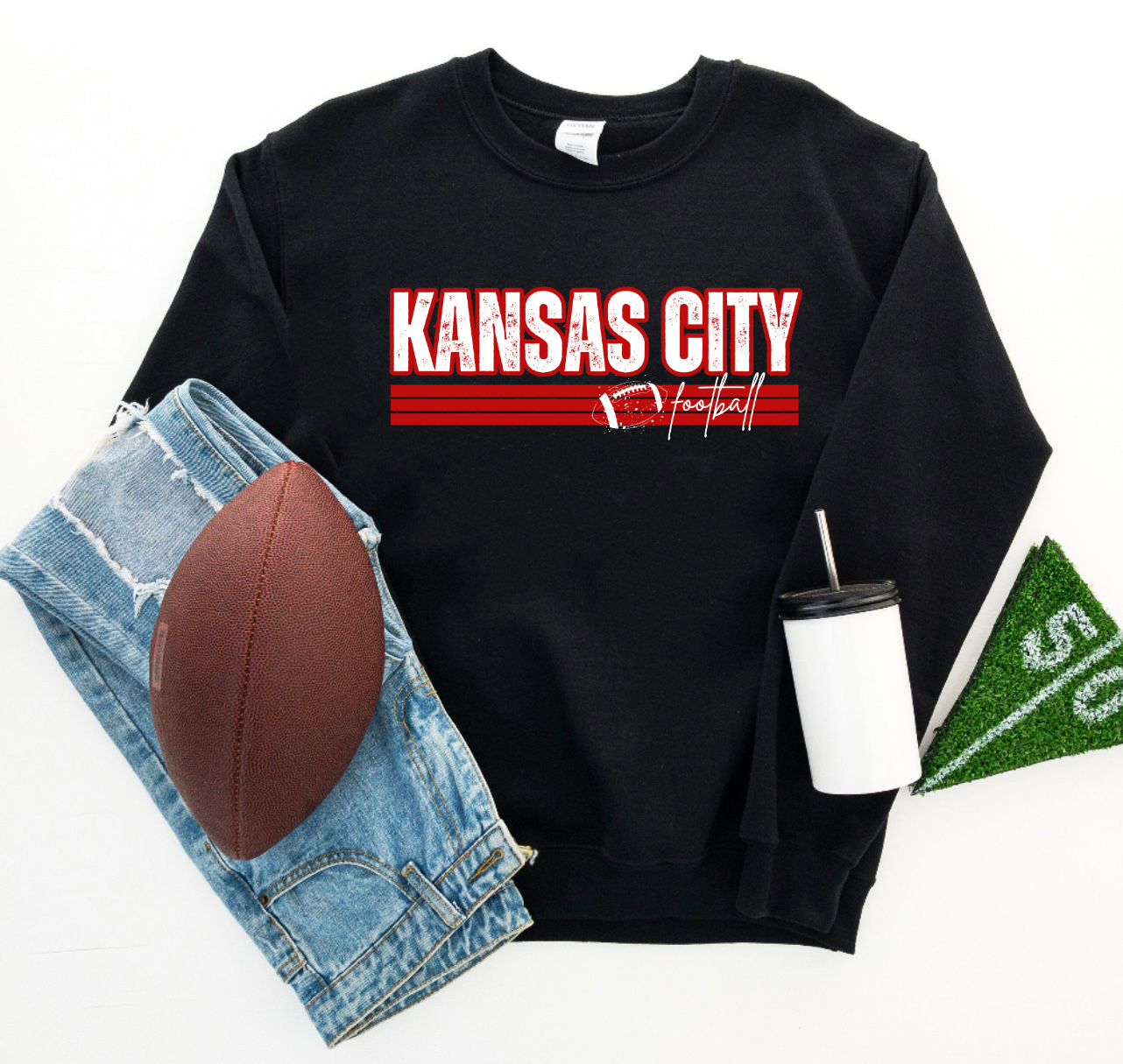 KC Football Cheetah Mustard Tee - Olive Street Boutique