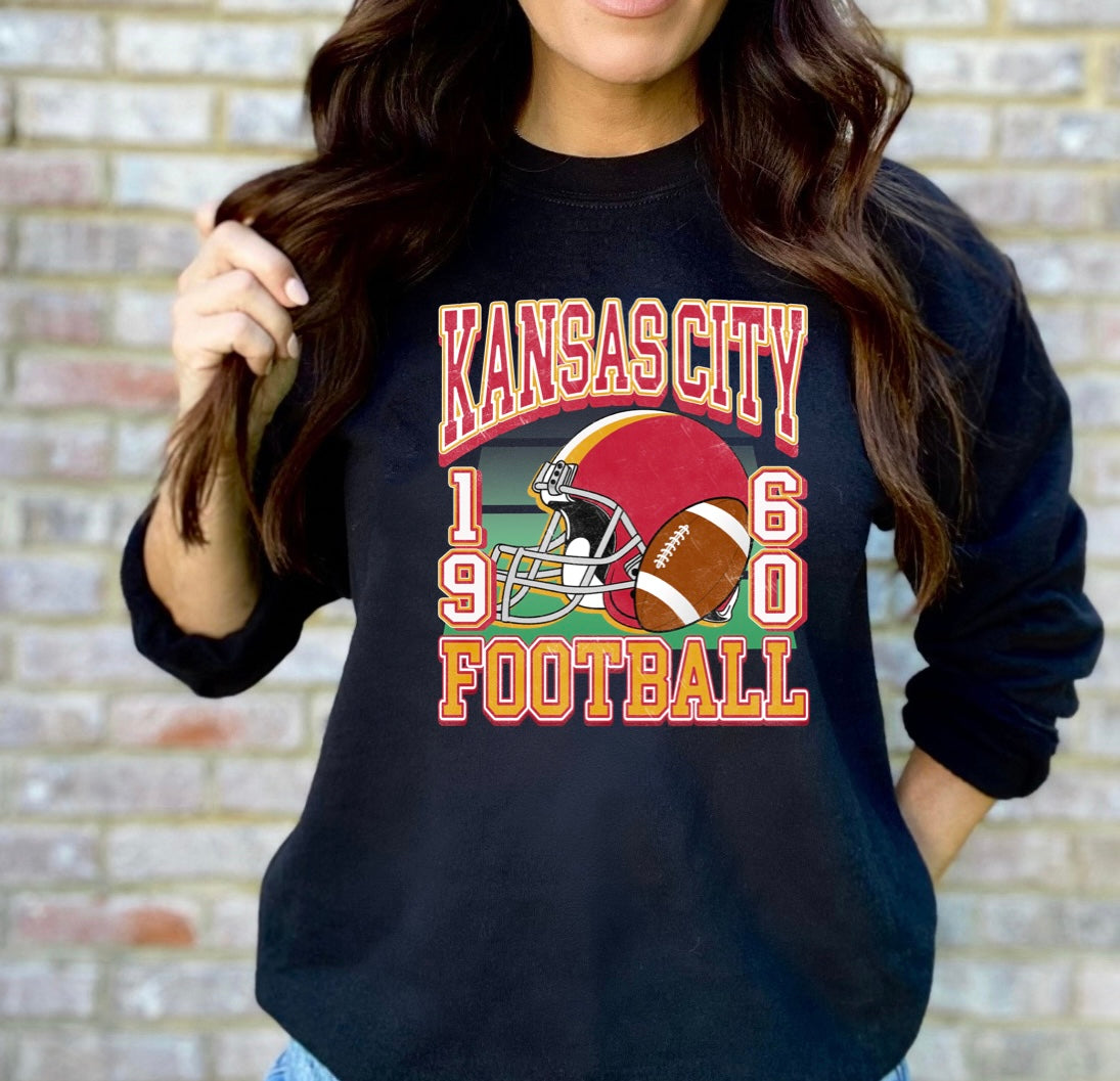 Kansas City Football & Helmet 1960 Black Sweatshirt