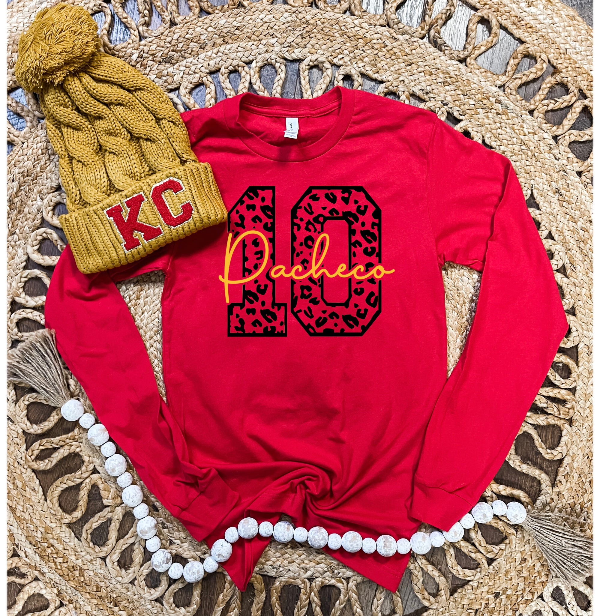 KC Football Cheetah Mustard Tee - Olive Street Boutique