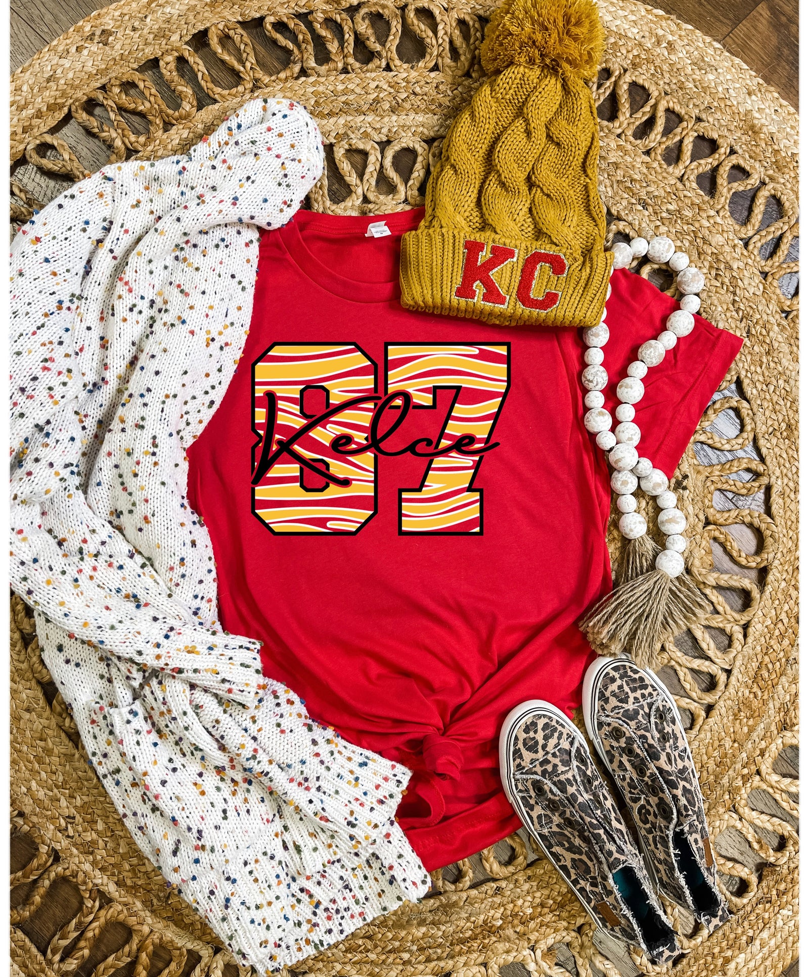 Kansas City Football & Leopard Helmet Sand Sweatshirt - Olive Street  Boutique