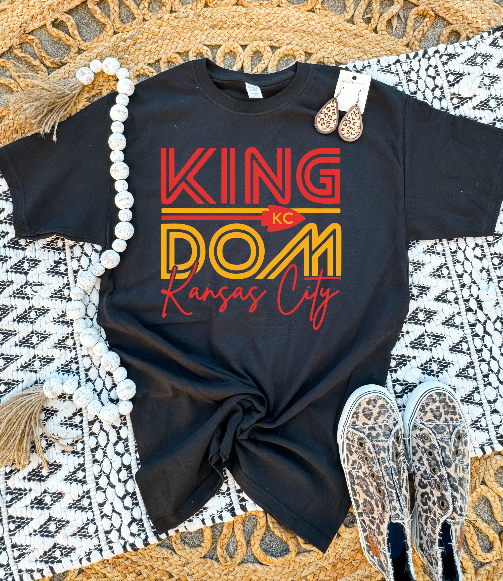 **HALFTIME DEAL**  Red & Gold Kingdom KC Black Tee