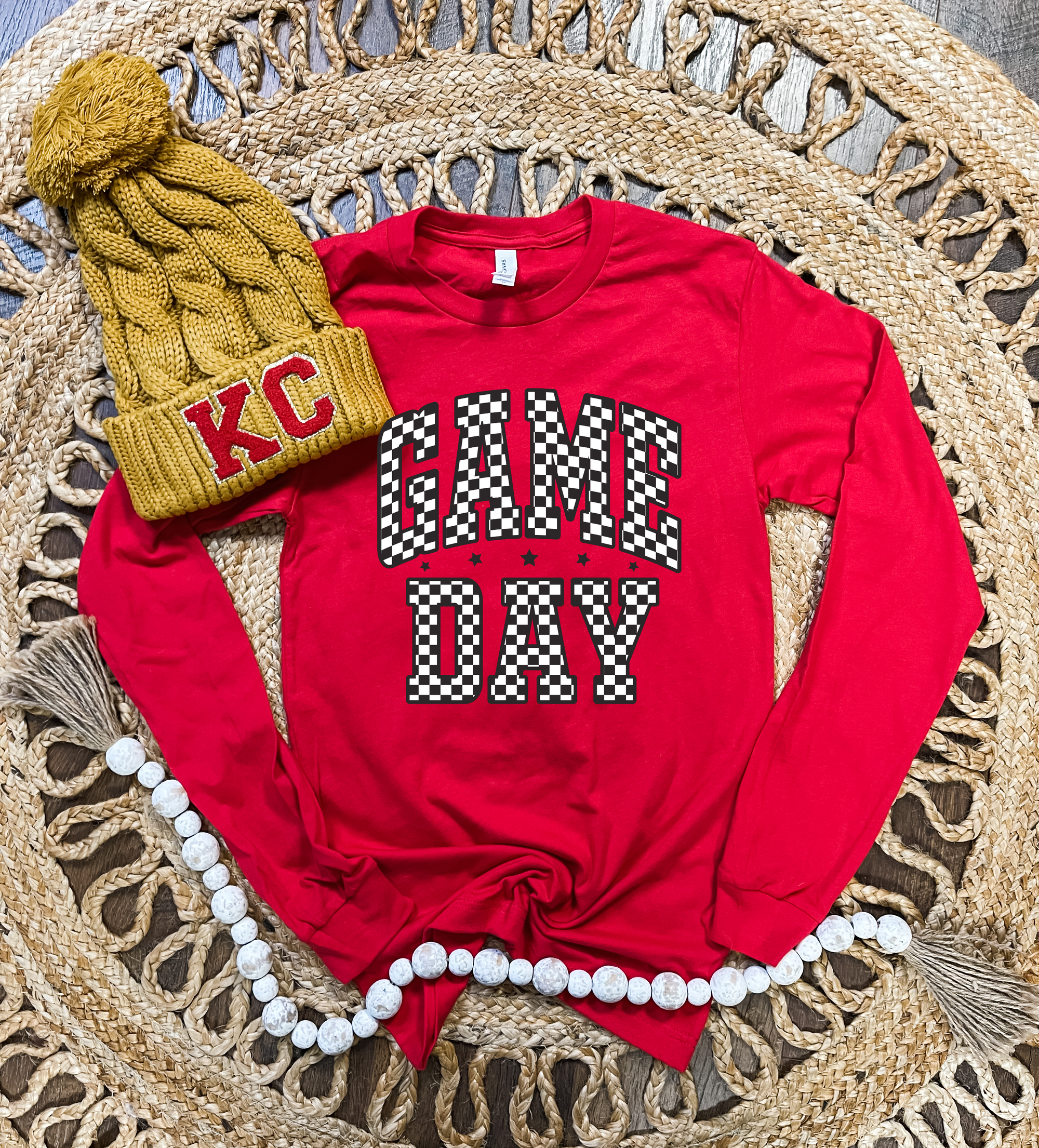 **HALFTIME DEAL** Checkered Game Day Red Sweatshirt