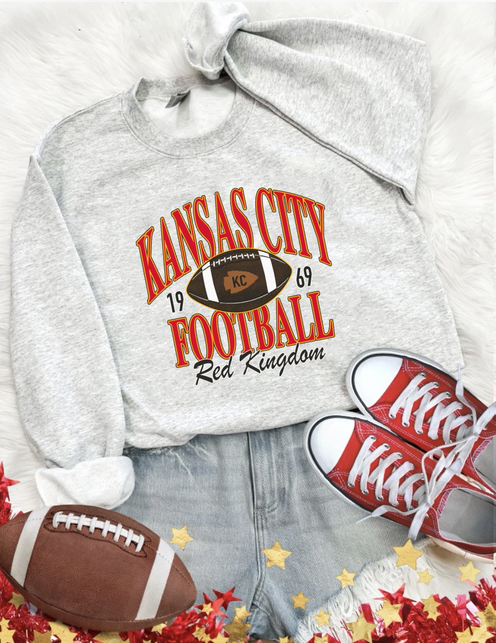 **HALFTIME DEAL** Red Kingdom Kansas City Football 1969 Ash Sweatshirt