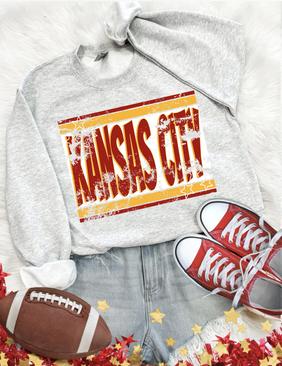 **HALFTIME DEAL** Distressed Kansas City Stars Ash Sweatshirt