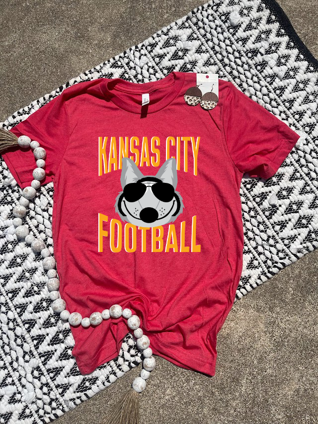 Wolf Glasses Kansas City Football Heather Red Tee