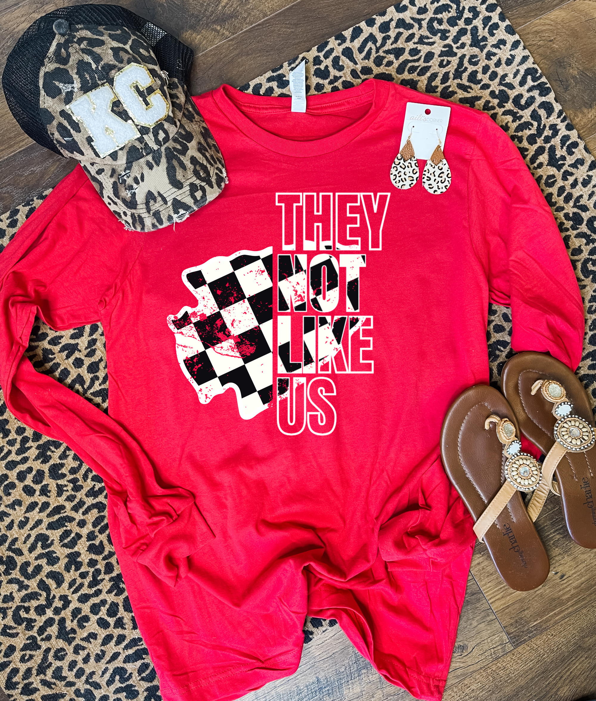 **HALFTIME DEAL**  They Not Like Us Checkered Arrowhead Red Option