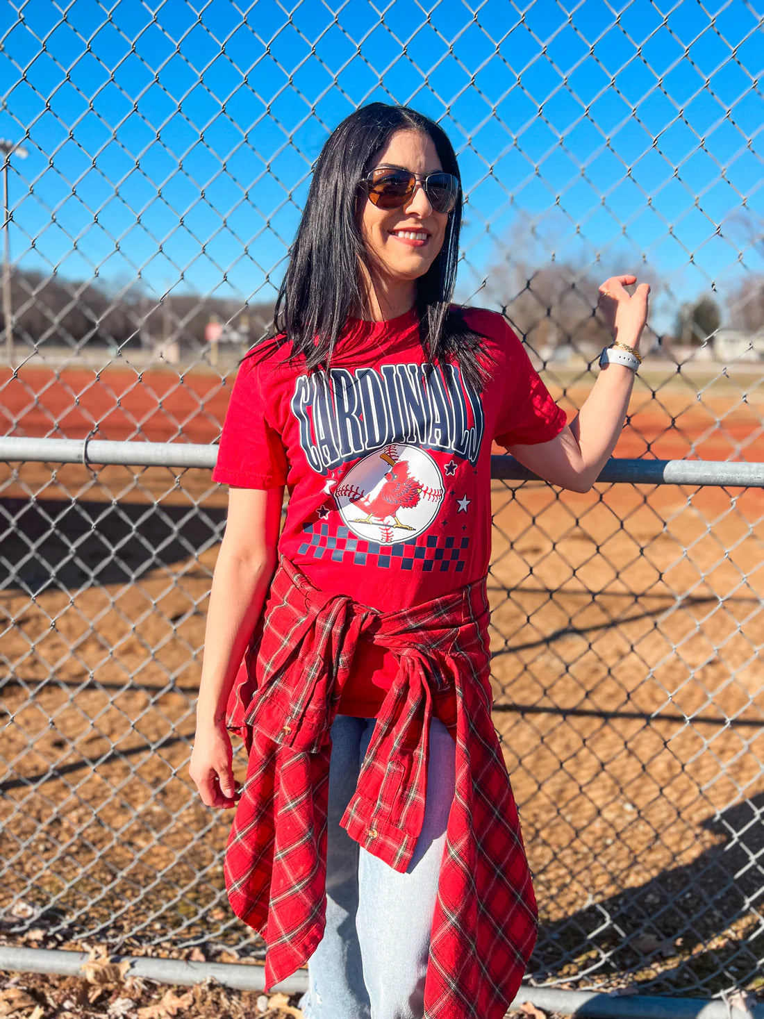 **PREORDER* Cardinals Star & Check Red Tee