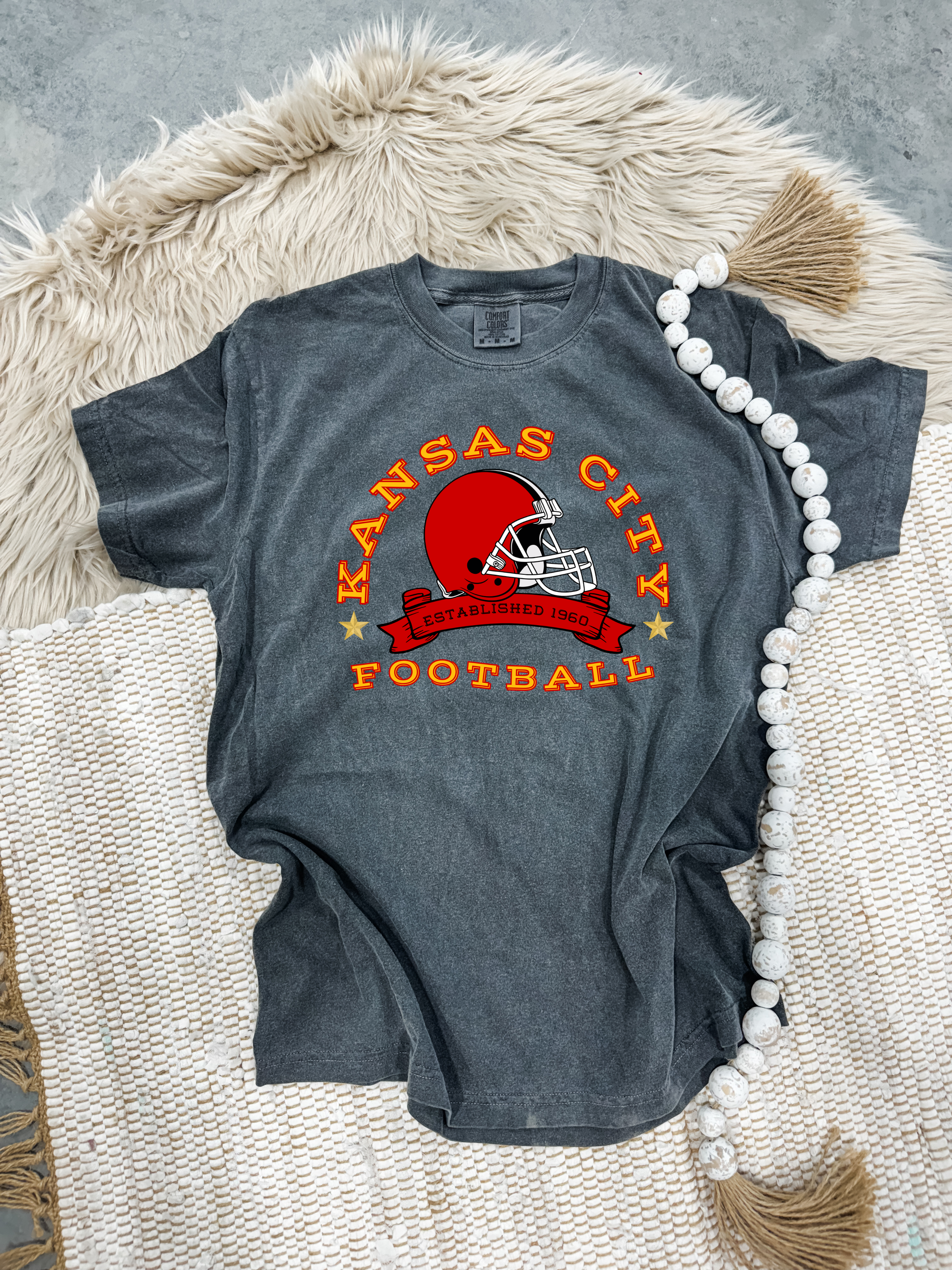 **HALFTIME DEAL** Oval Kansas City Wavy Football Helmet Pepper Tee