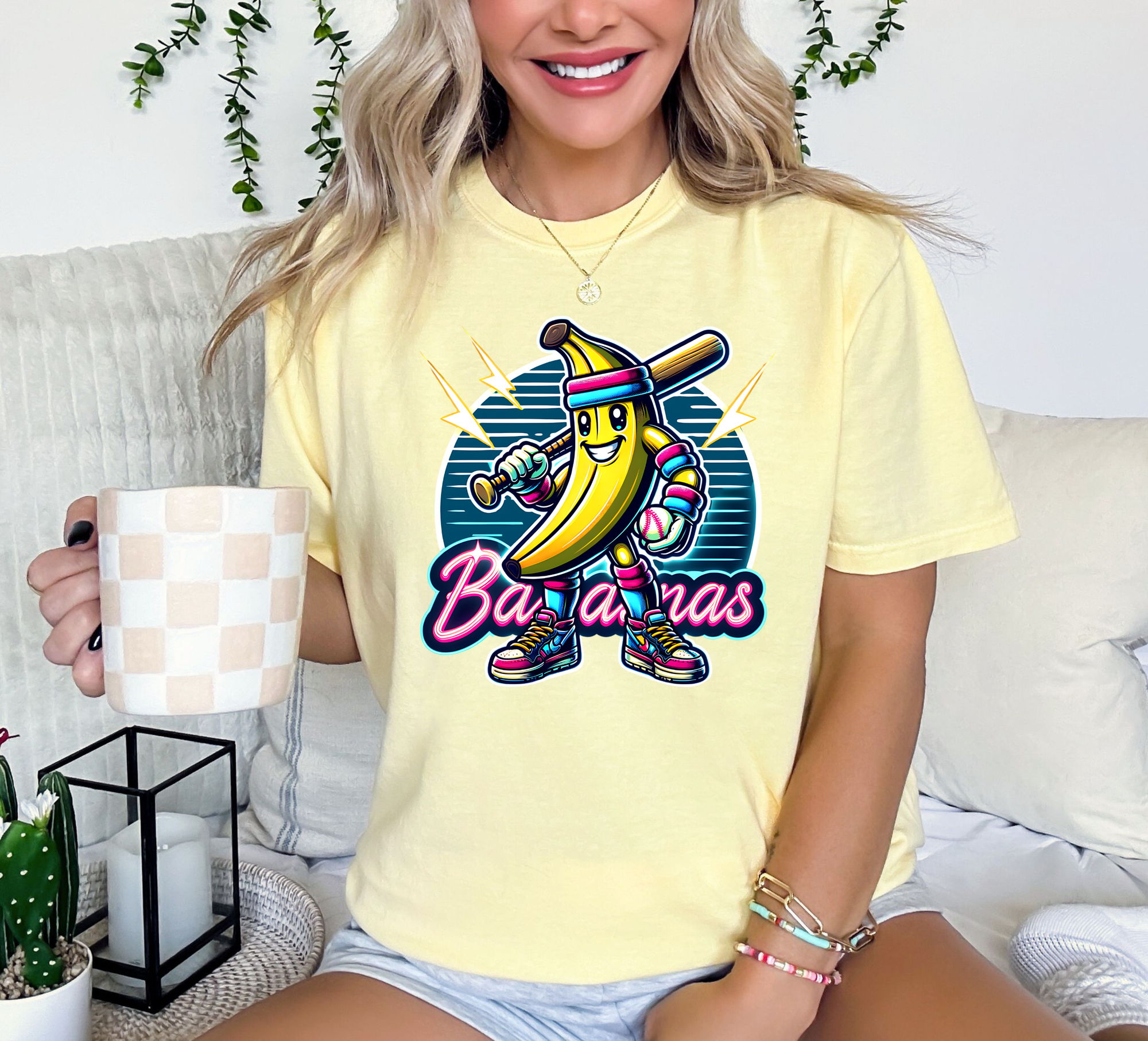 Lightening Bolt Bananas Headband Butter Tee