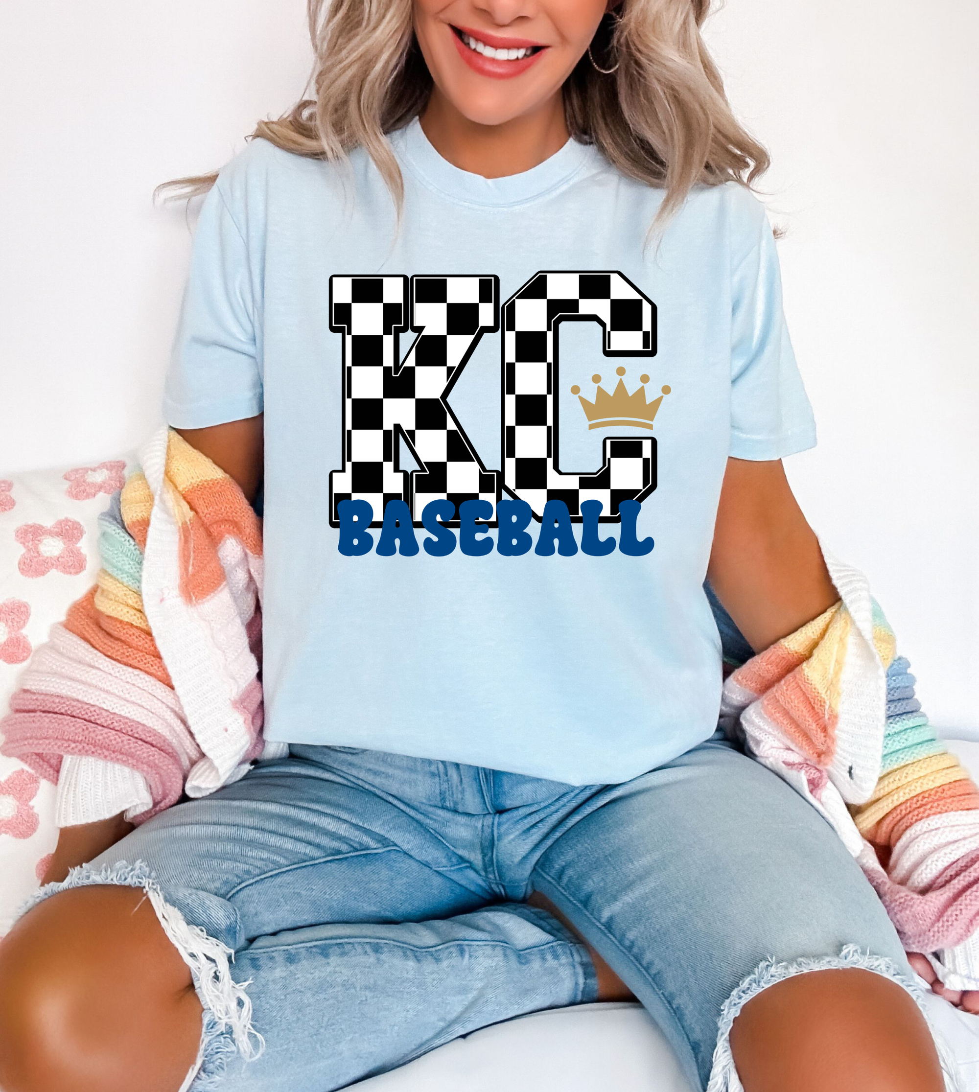 Checkered KC Baseball Crown Chambray Tee