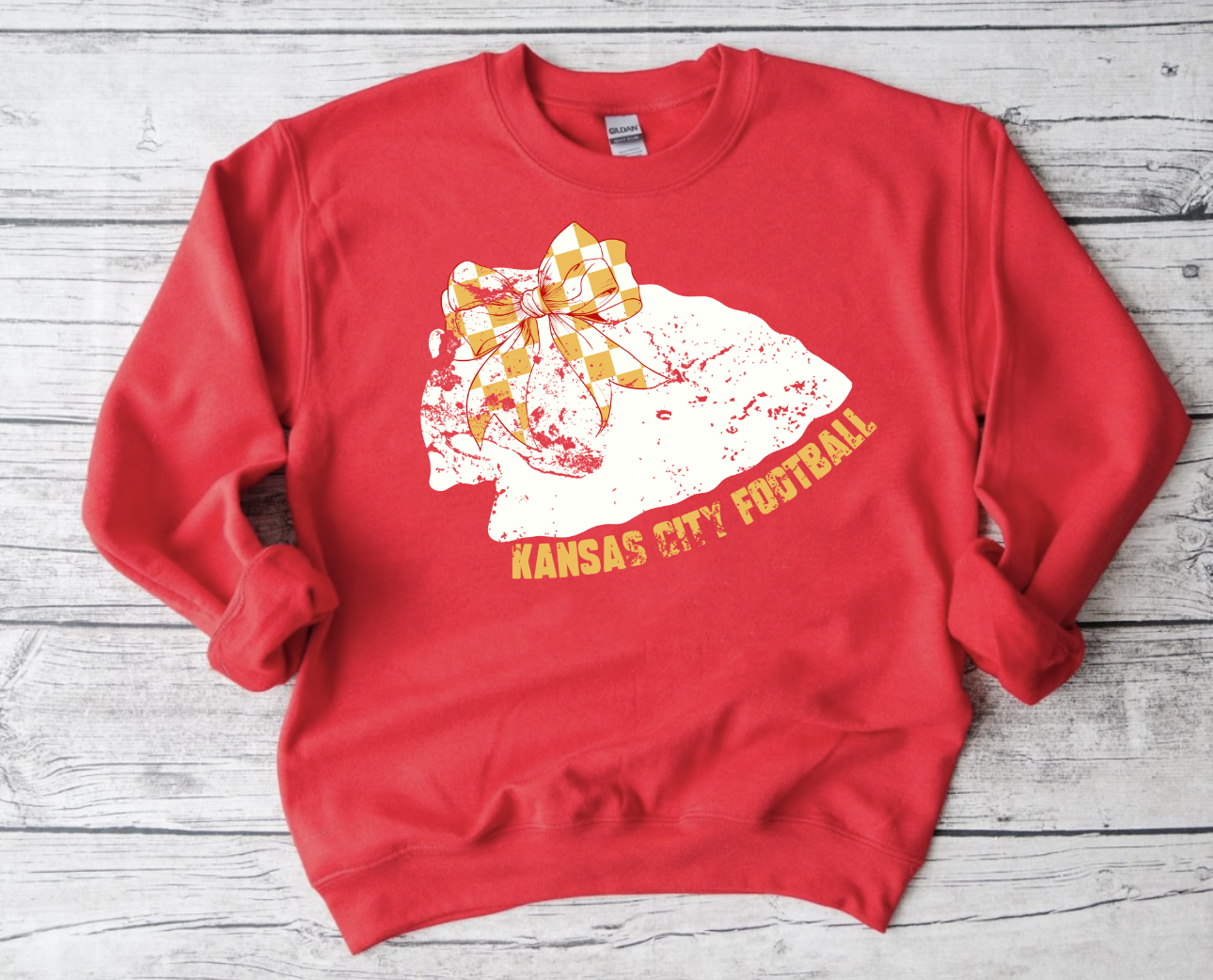 Kansas City Football Arrowhead Ribbon Red Sweatshirt