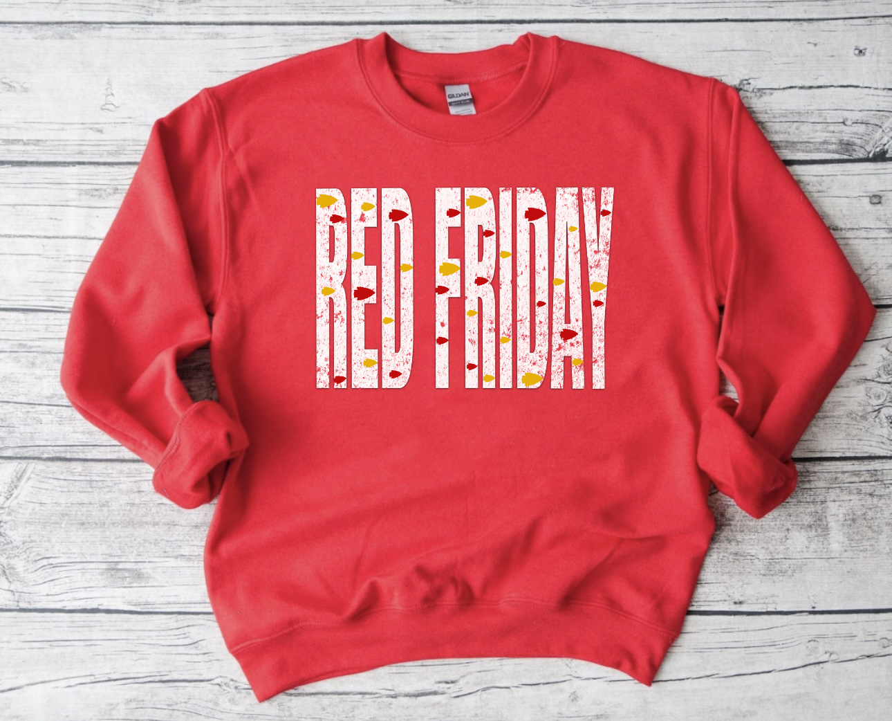 Red & Gold Arrowhead Red Friday Red Sweatshirt