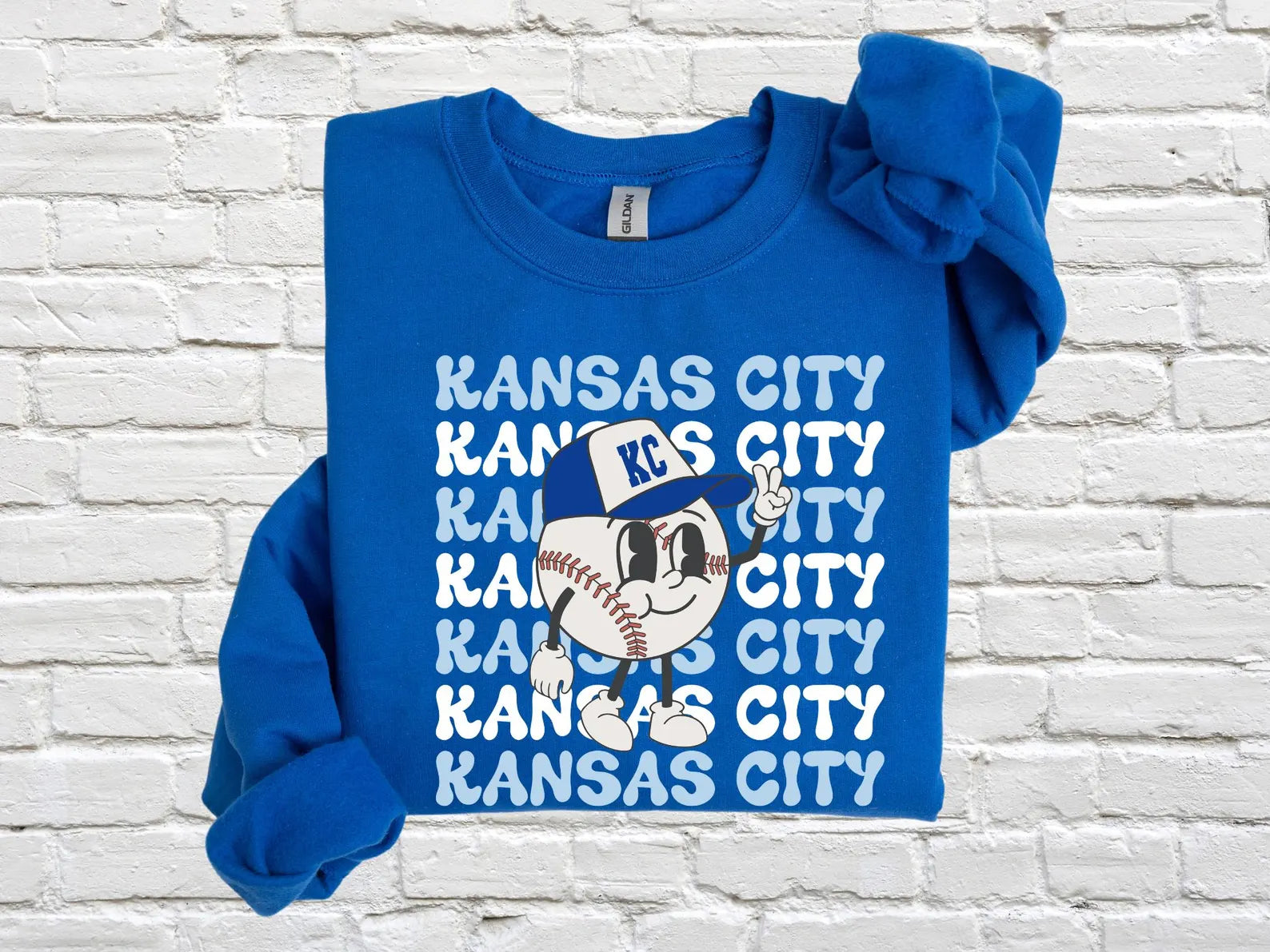 **DEAL OF THE DAY** Kansas City Repeat Baseball Peace Sign Royal Blue Sweatshirt