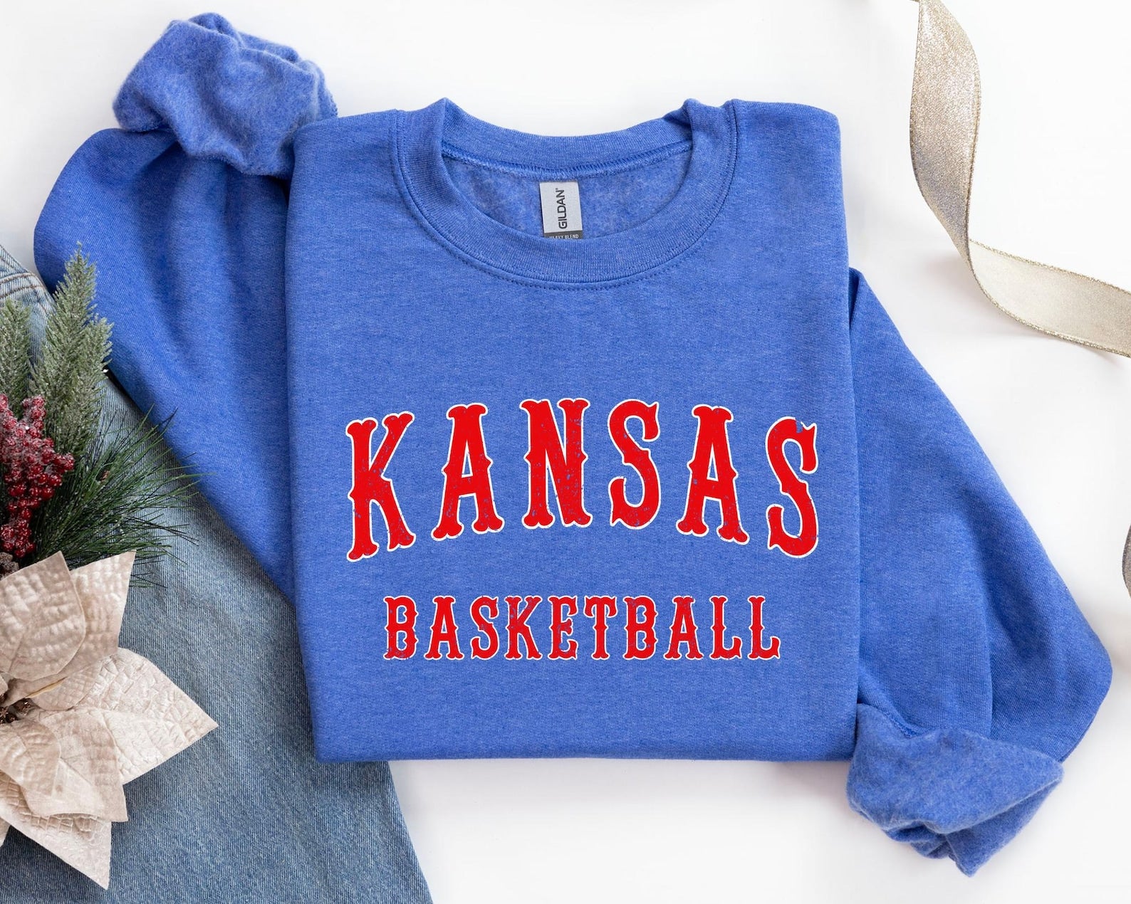 Red & White Kansas Heather Blue Option