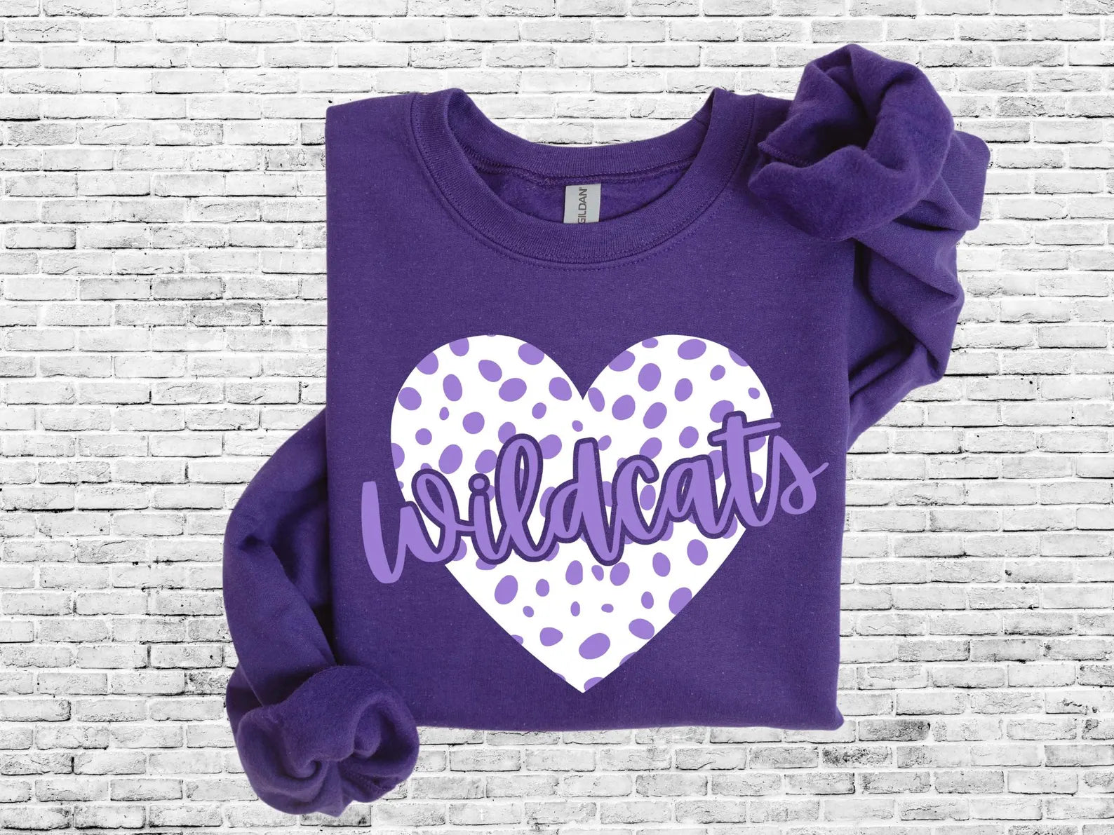 Purple Spotted Heart Wildcats Script Purple Option