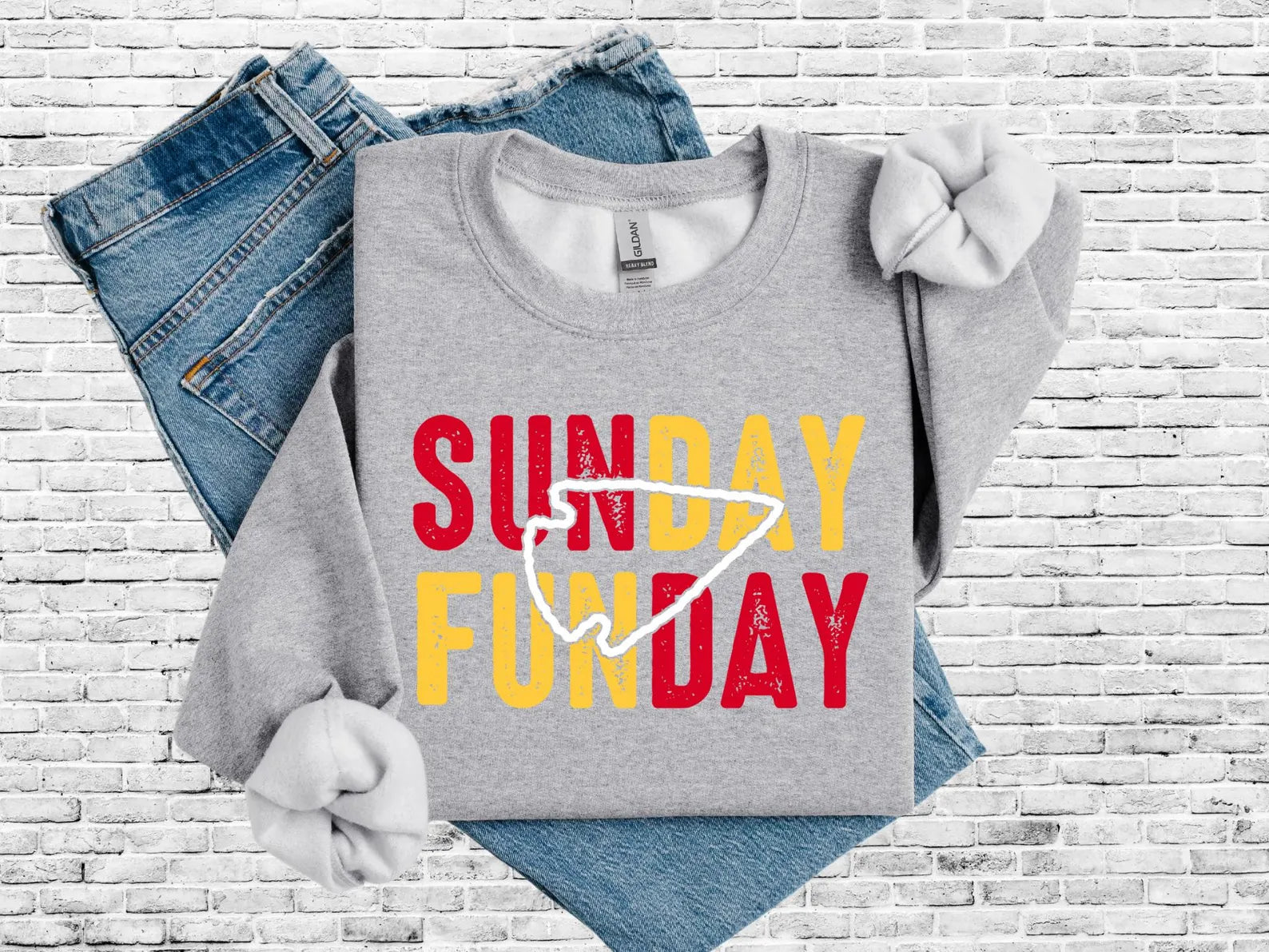 **HALFTIME DEAL** Red & Gold Sunday Funday Arrowhead Sports Grey Sweatshirt