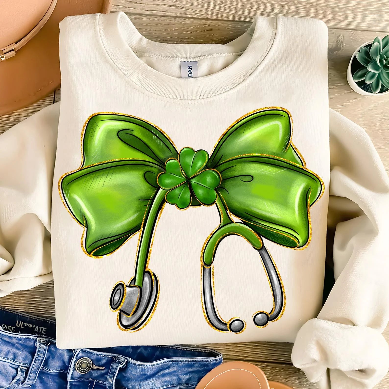 Shamrock Stethoscope Sand Sweatshirt