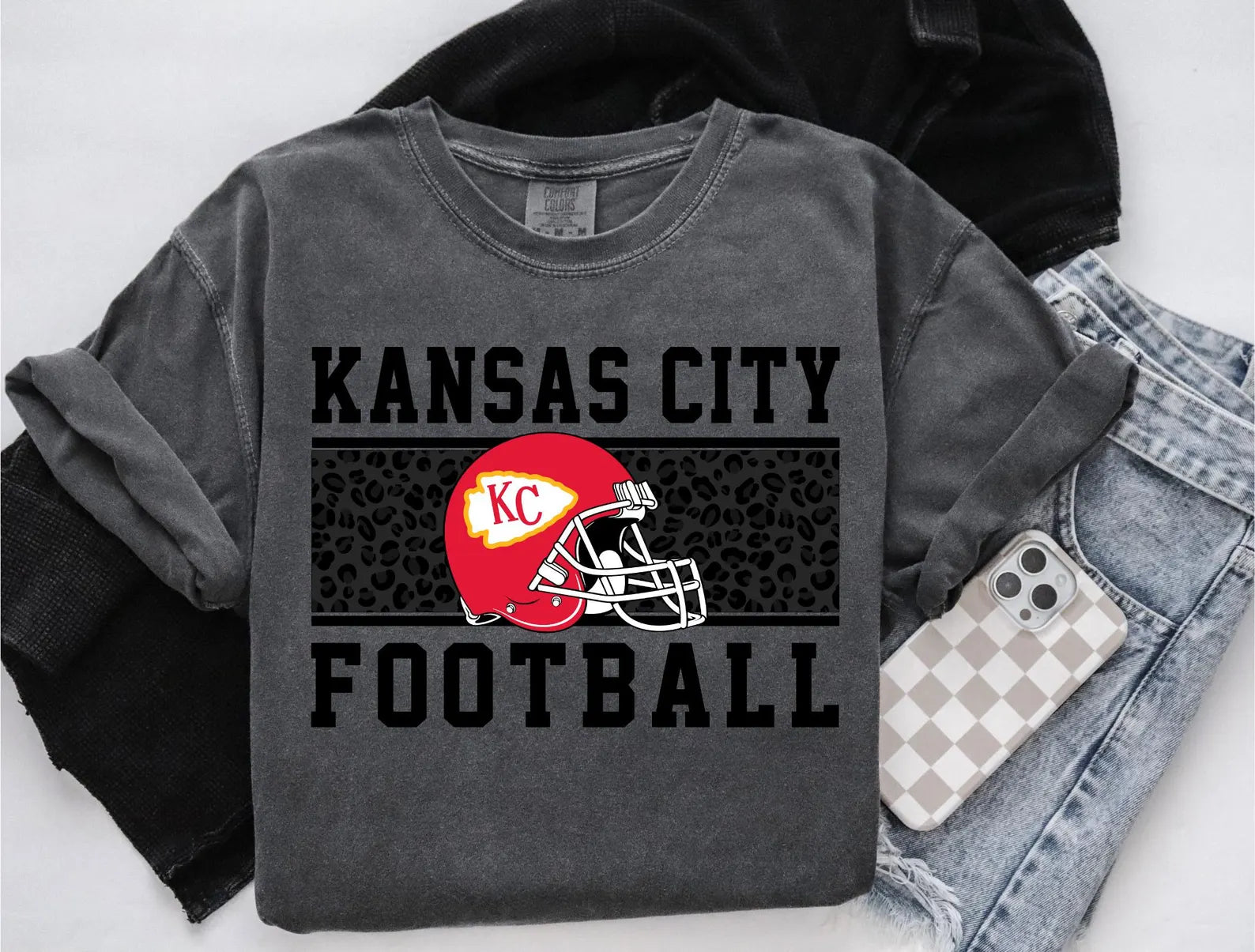 Black Leopard Kansas City Football Pepper Tee