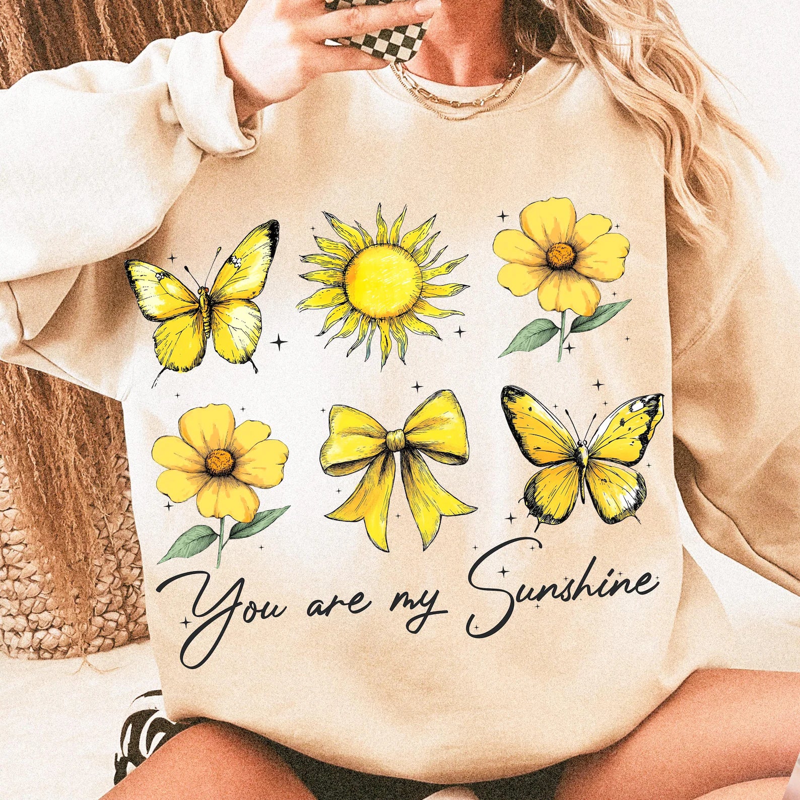 **DEAL OF THE DAY** You Are My Sunshine Sun Collage Sand Sweatshirt