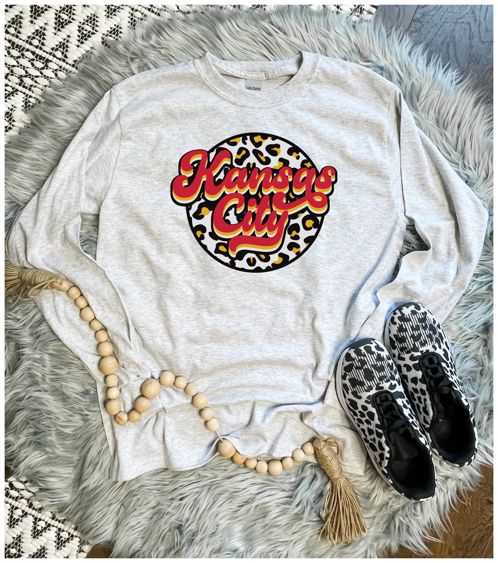 KC Kingdom Leopard Black Tee/Sweatshirt Option - Olive Street Boutique