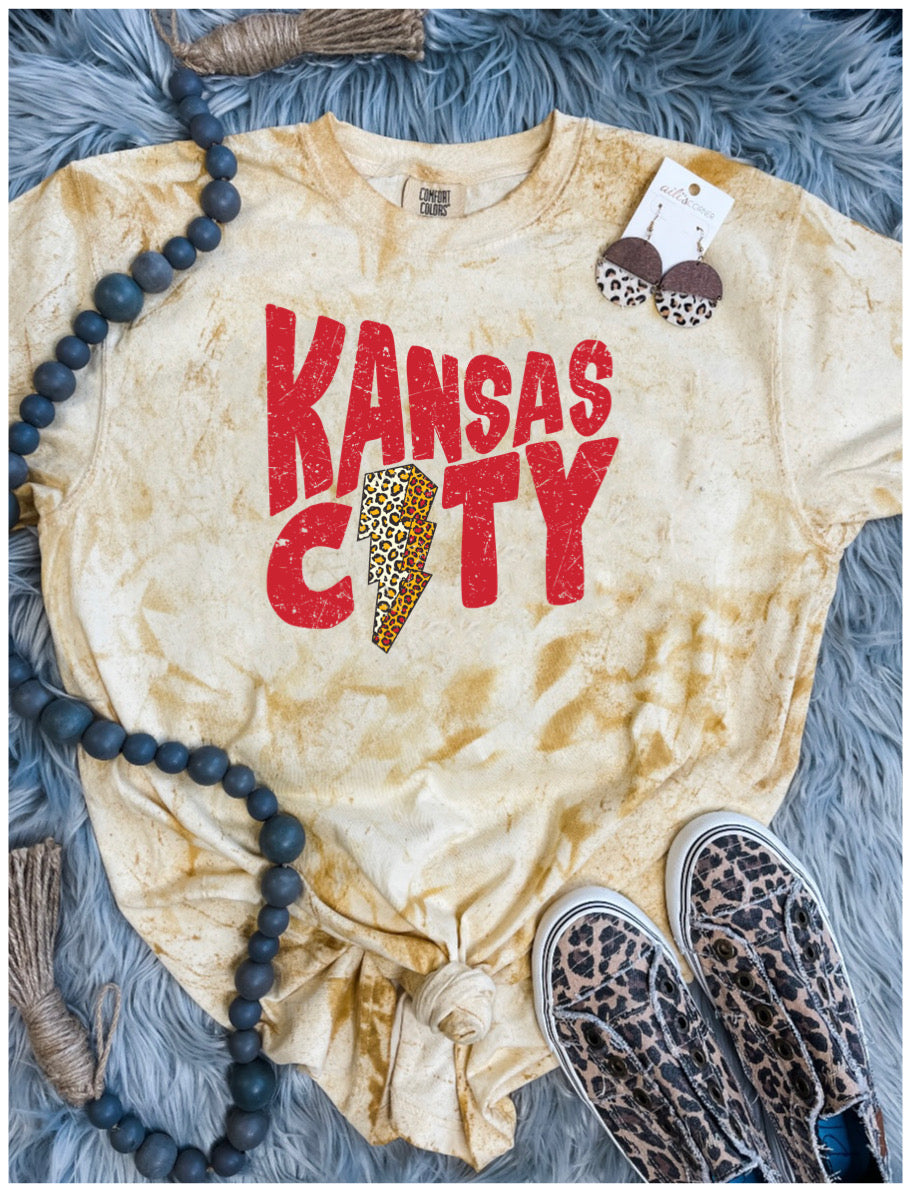 Kansas City Leopard Lightening Bolt Colorblast Tee