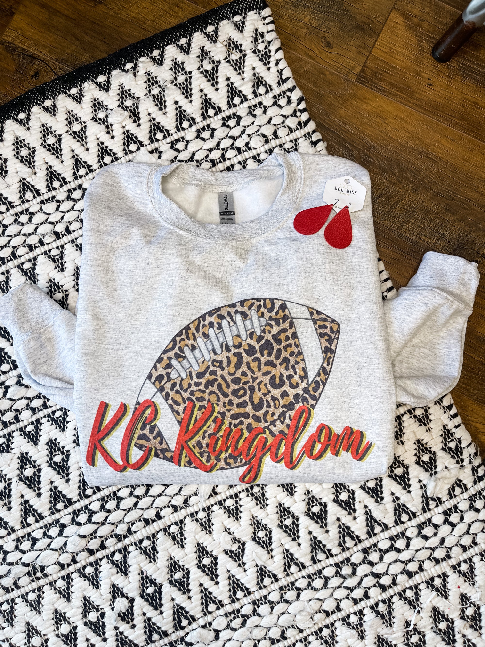 KC Kingdom Leopard Football Ash Sweatshirt