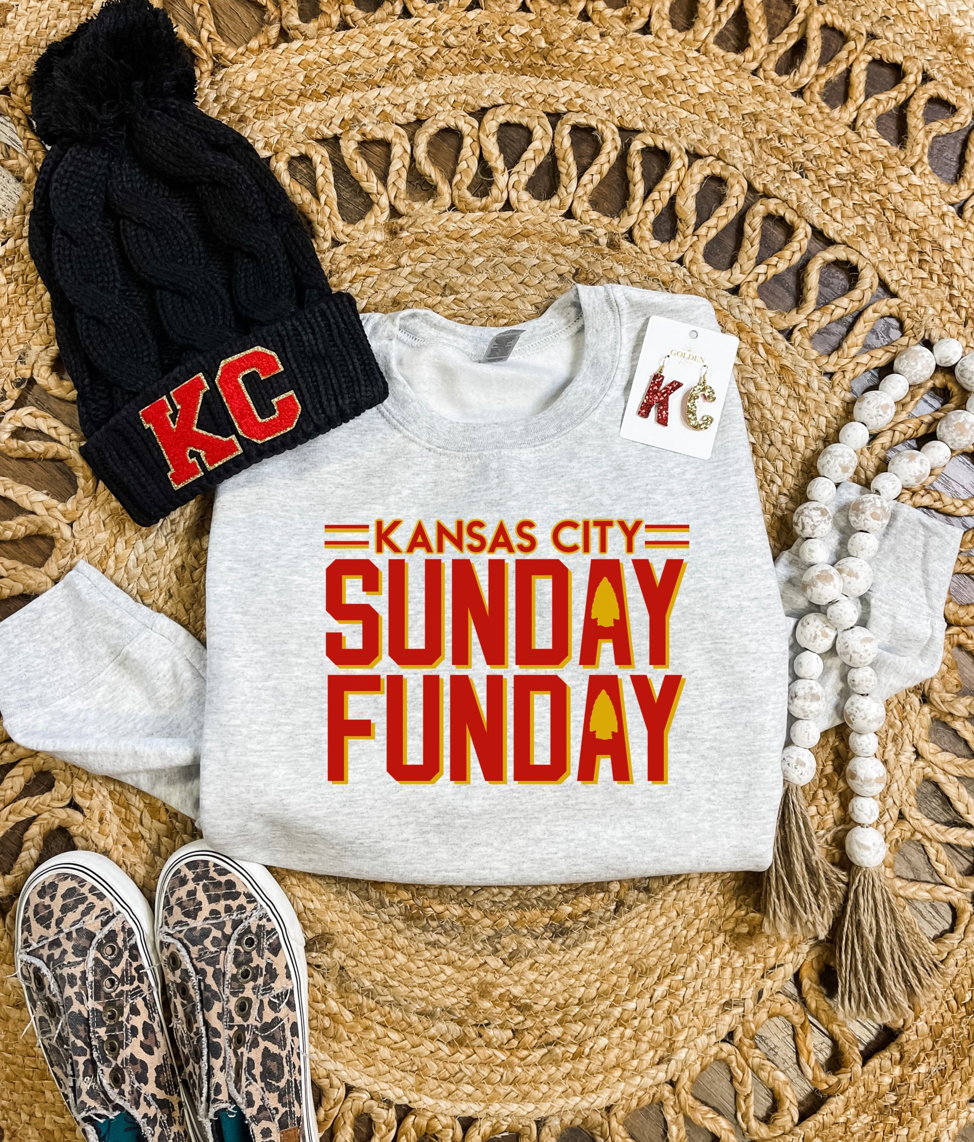 Kansas City Sunday Funday Arrowhead Ash Sweatshirt