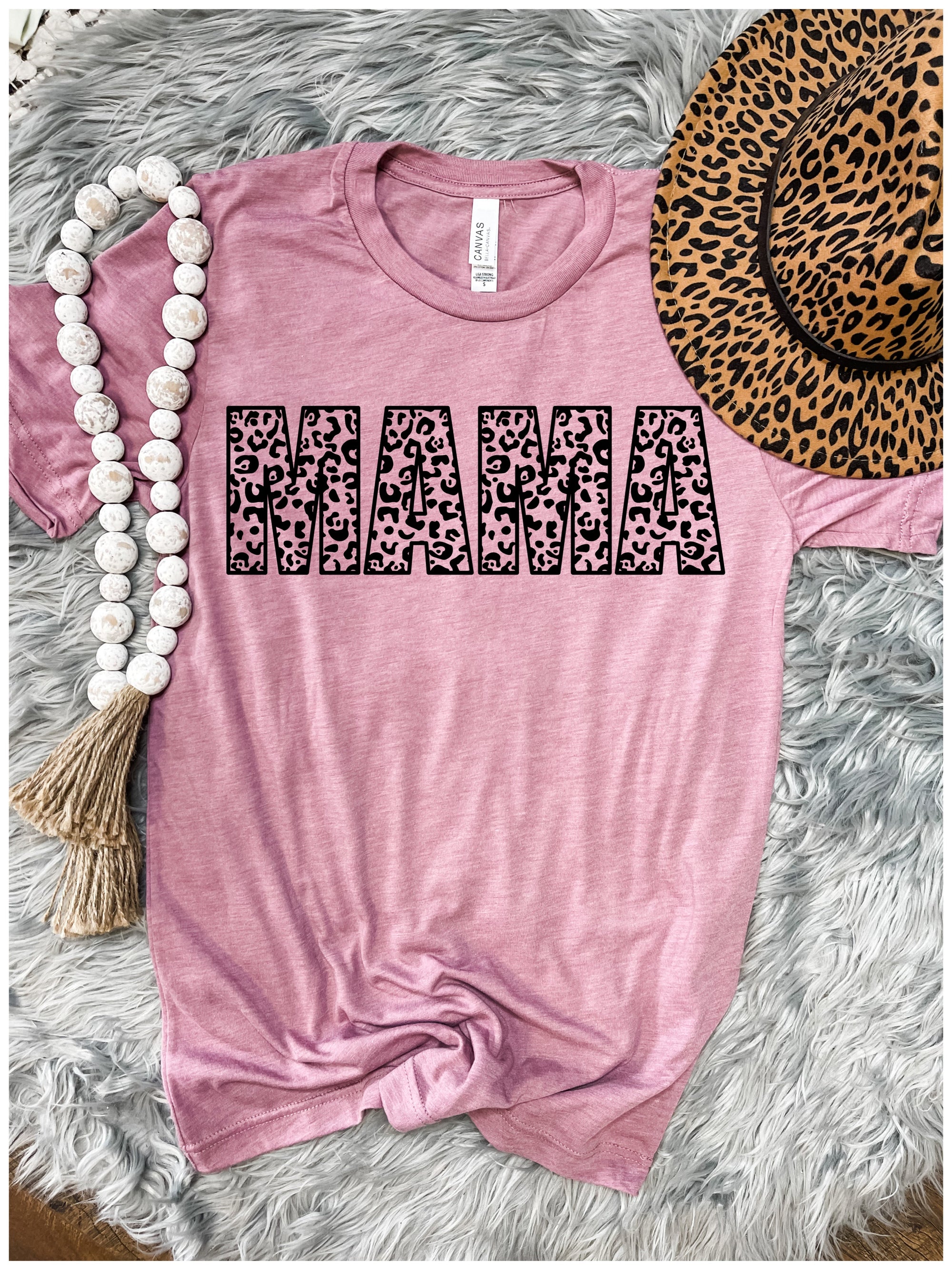 Mama Leopard Heather Orchid Tee