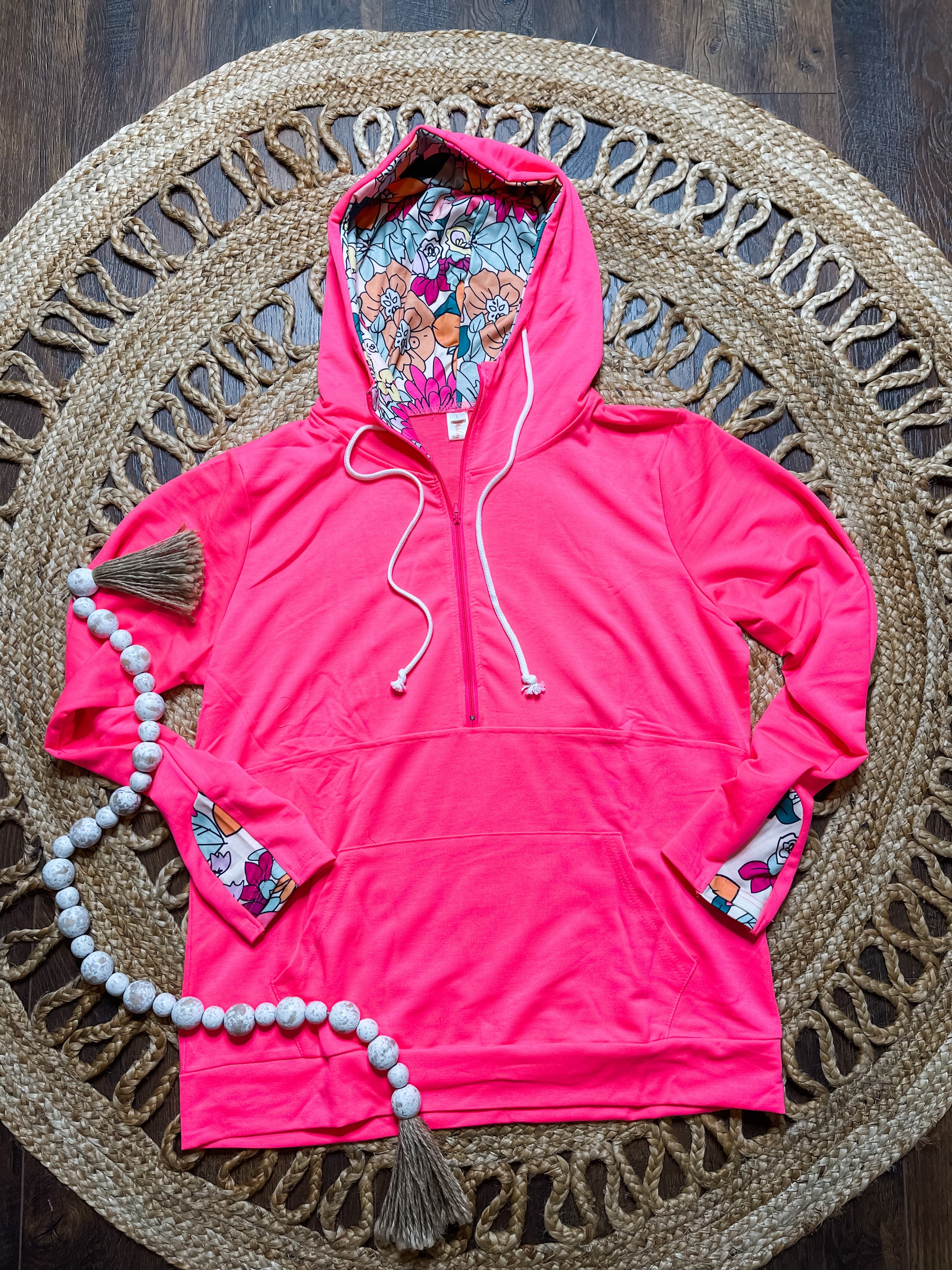 Hot Pink & Floral Hoodie