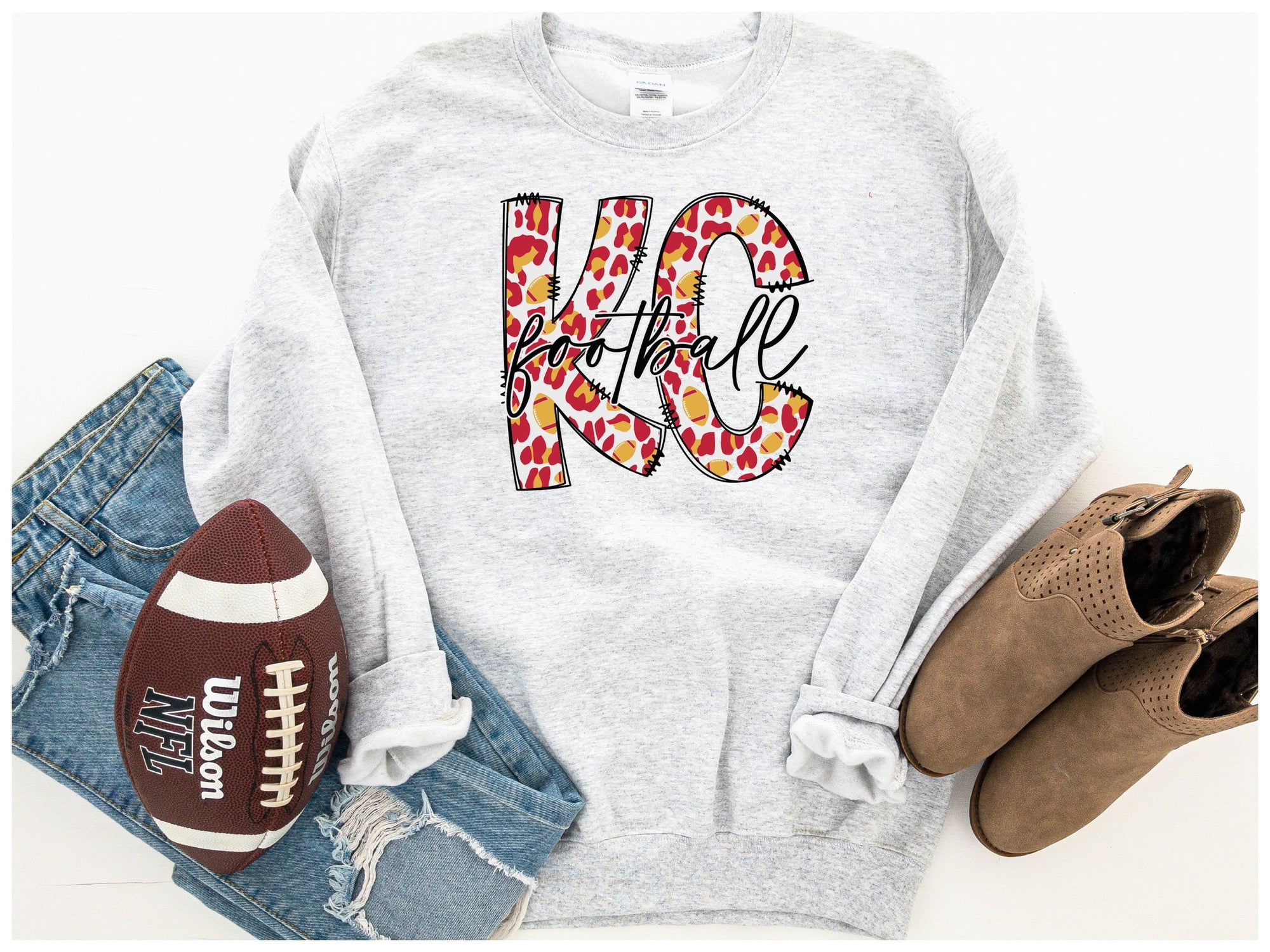 Red Leopard KC Football Ash Sweatshirt