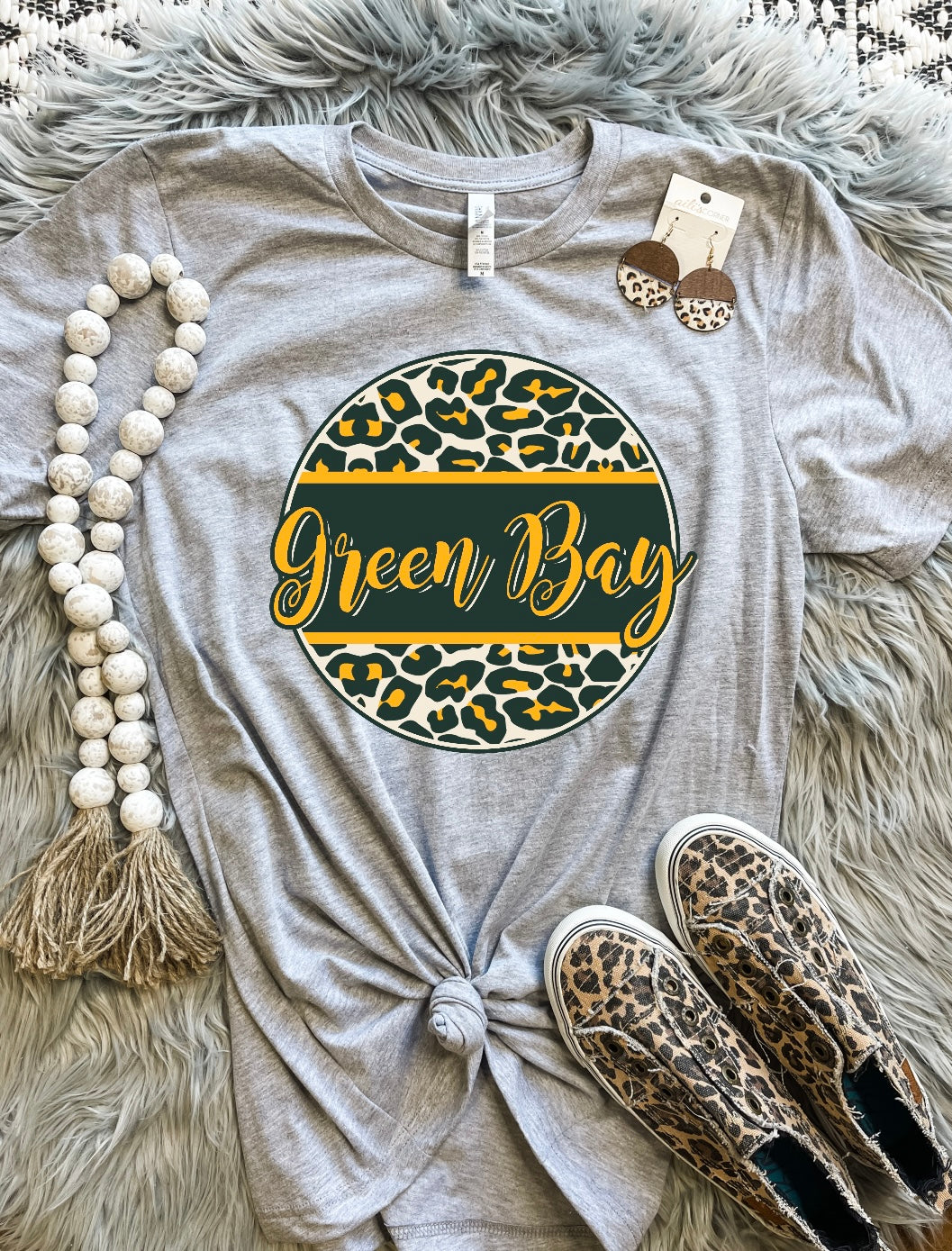 Green Bay Cursive Leopard Circle