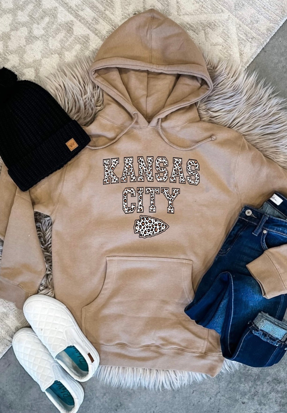 Kansas City Football Retro Distressed Sweatshirt - Olive Street Boutique