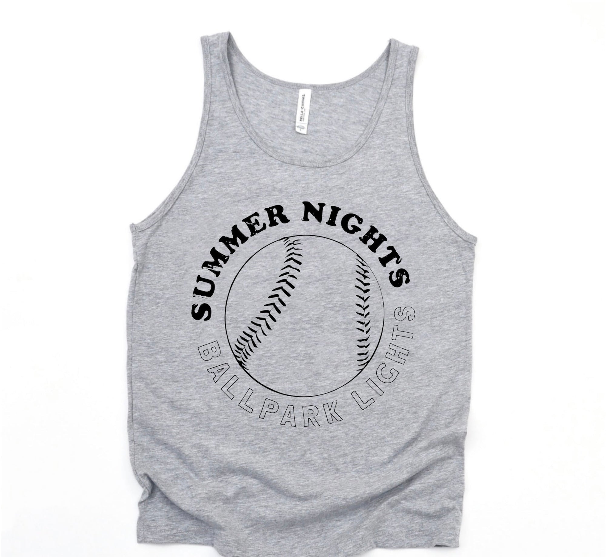 Summer Nights Ballpark Lights Heather Grey Tank