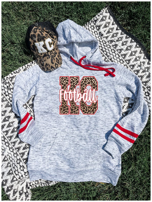 Leopard KC Football Women's Red Striped Hoodie