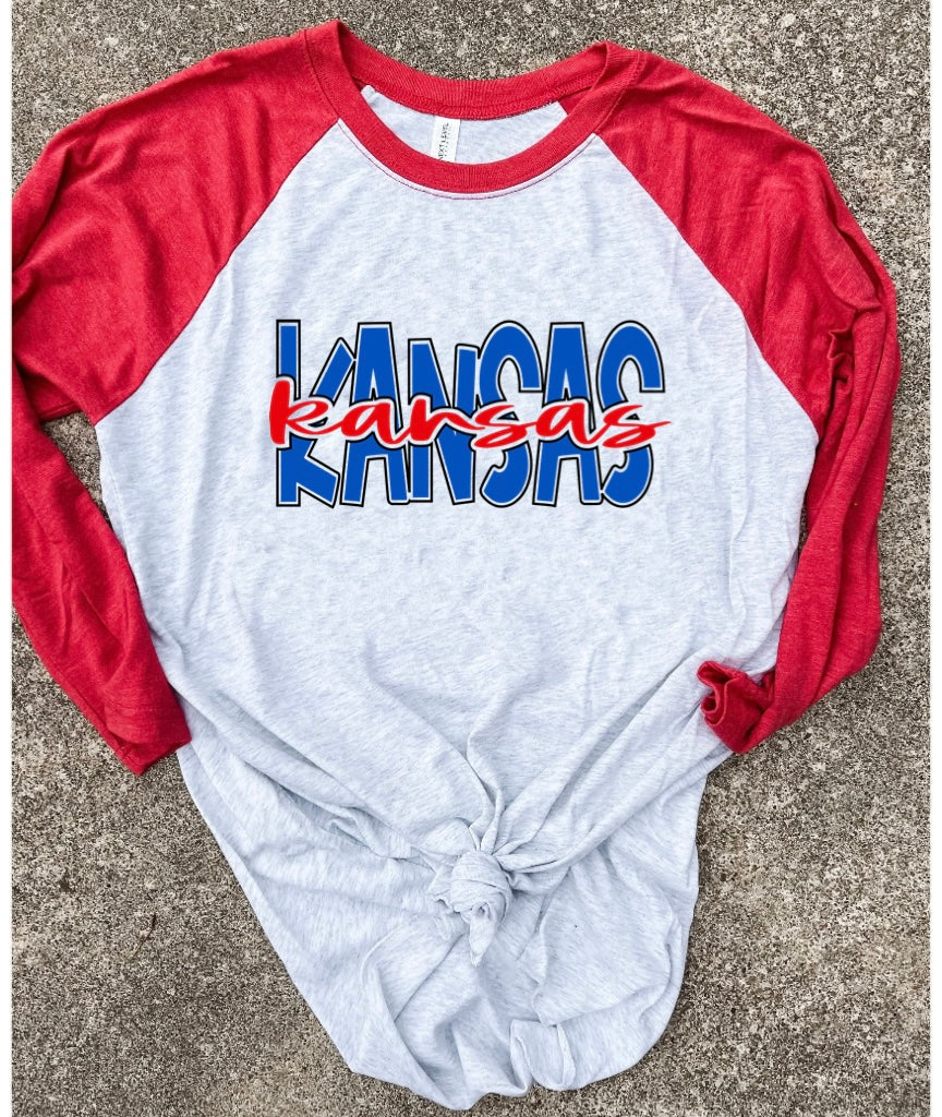 Red & Blue Kansas Red Raglan