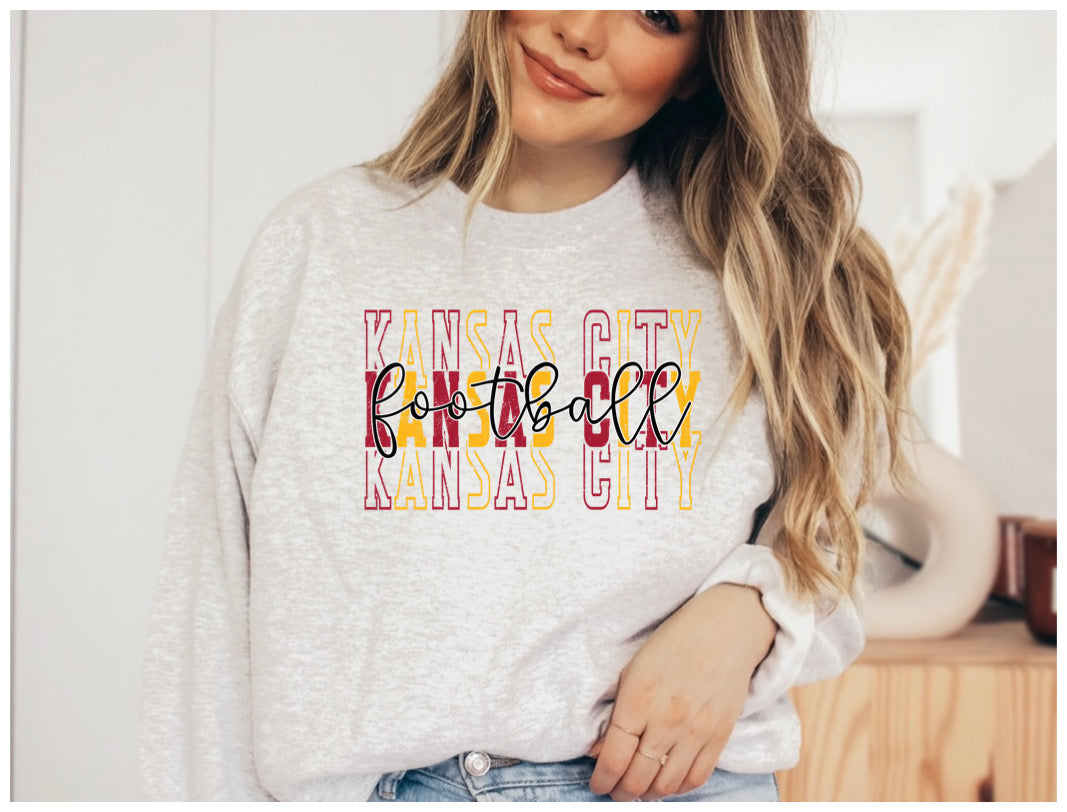 Red & Gold Kansas City Football Ash Sweatshirt