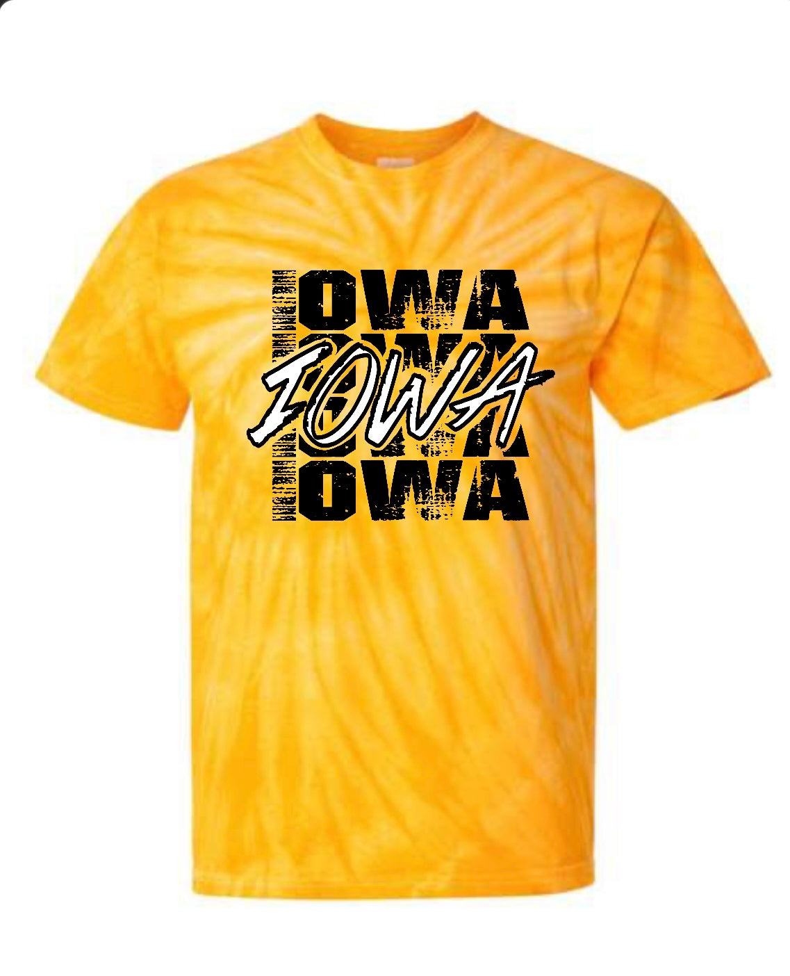 Black & White Iowa Repeat Gold Tie Dye Tee