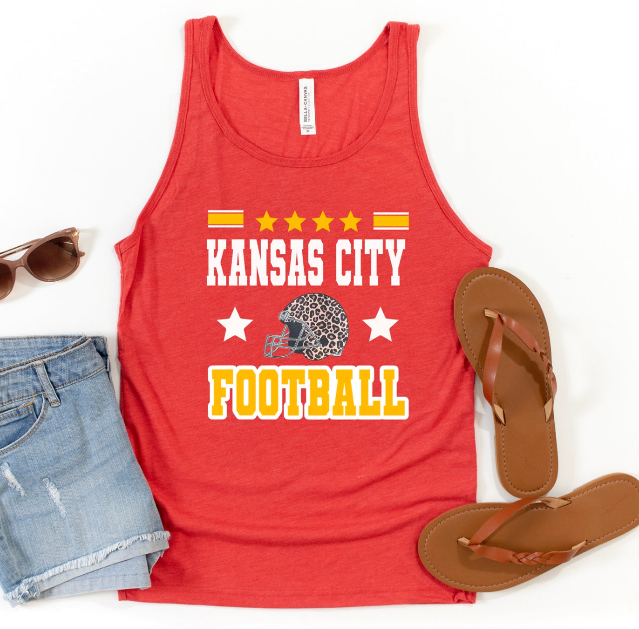 Kansas City Football Leoaprd Helmet Red Tank Top