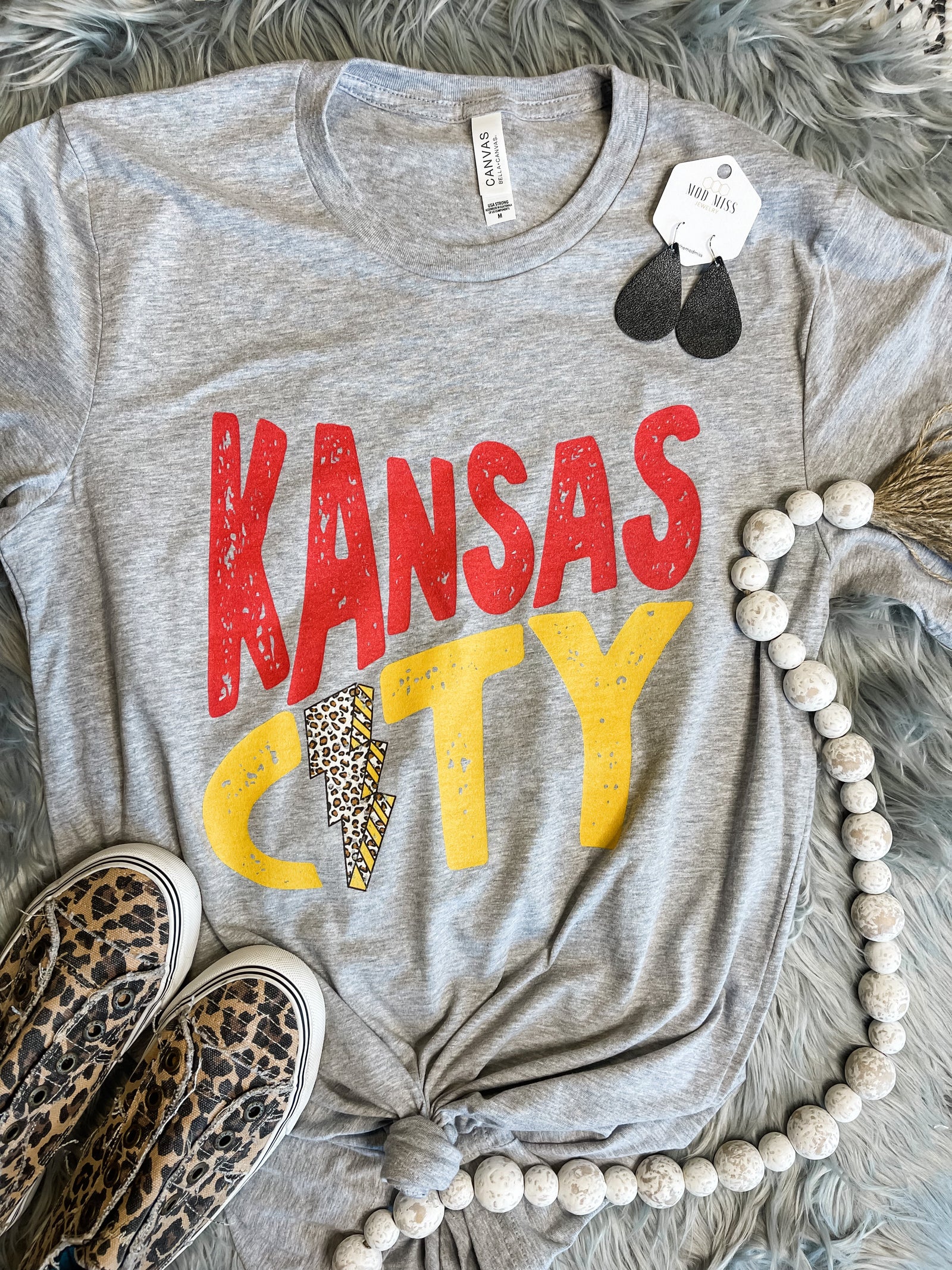 HALFTIME DEAL** Football KC Kansas City Red Tee - Olive Street