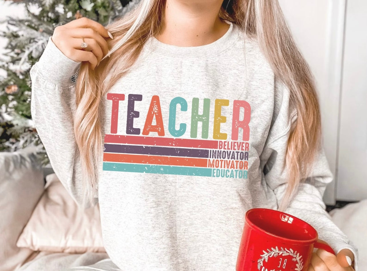 Retro Teacher Ash Sweatshirt